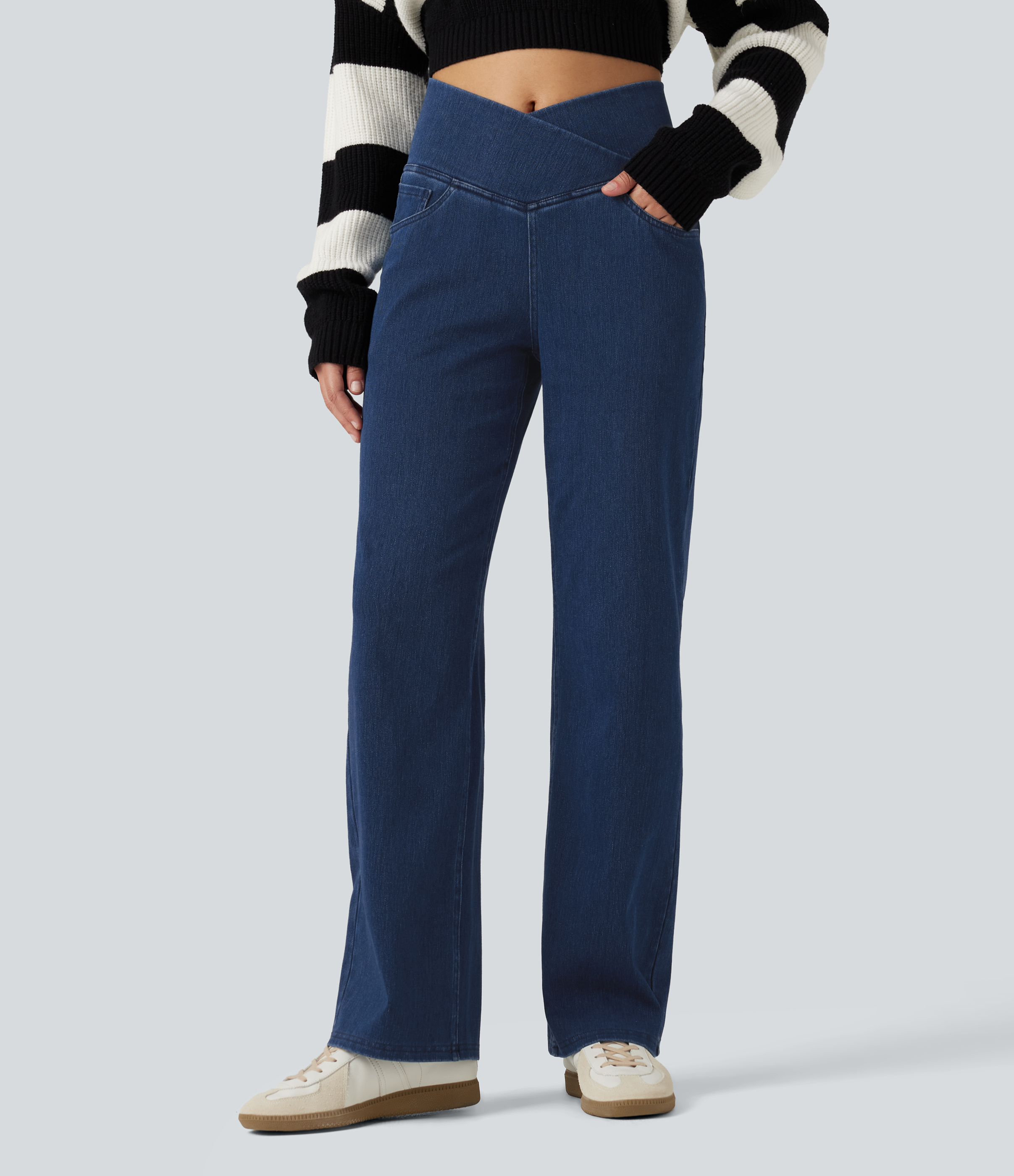 Halara Flex™ High Waisted Tummy Control Straight Leg Casual Jeans with Pockets