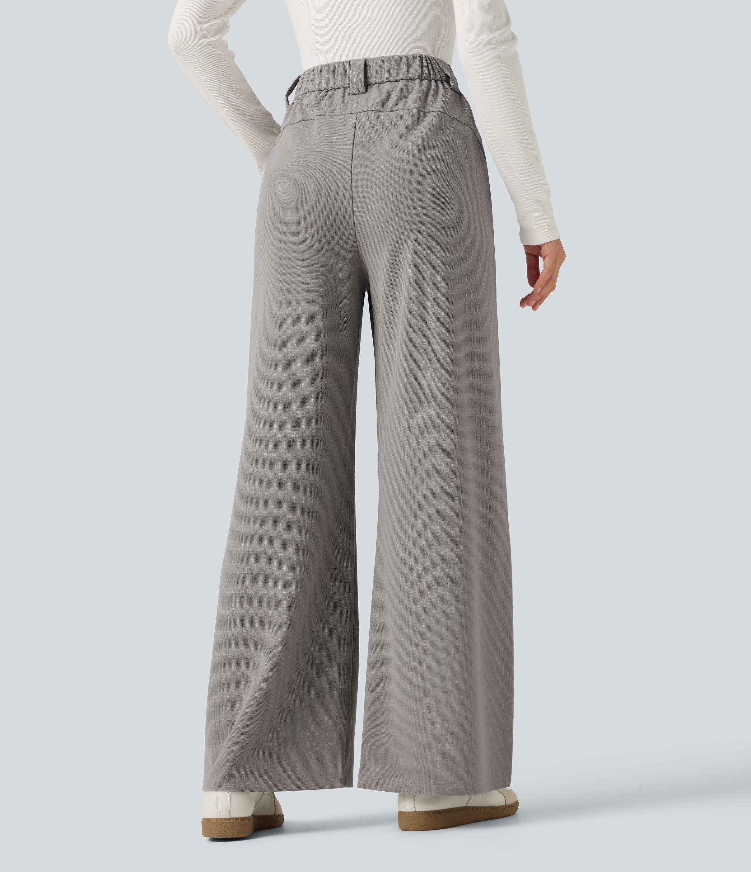 Gull High Waisted Straight Leg Waffle Work Pants with Pockets / 2