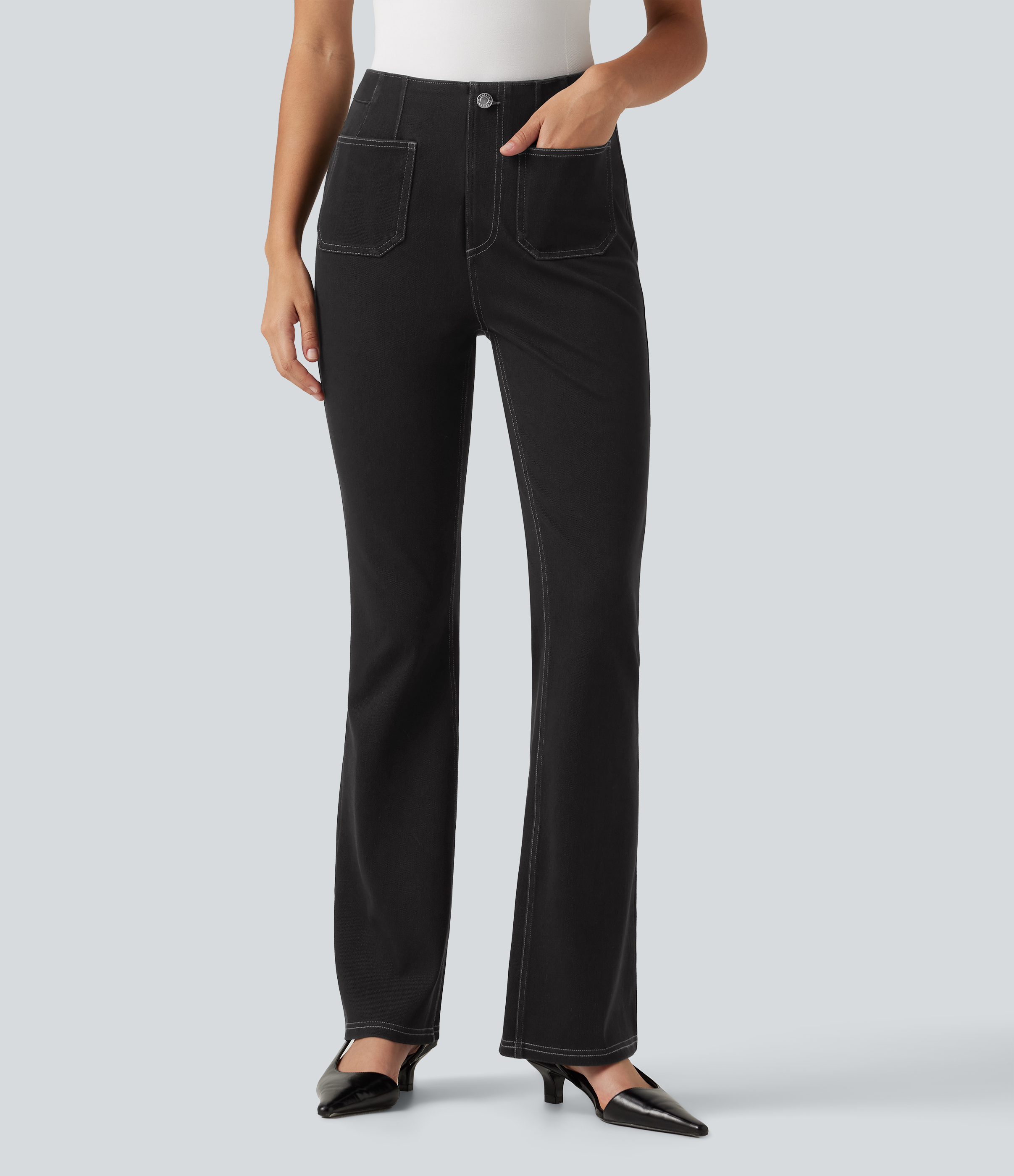 Halara Flex™ Mid Rise Bootcut Casual Jeans with Pockets