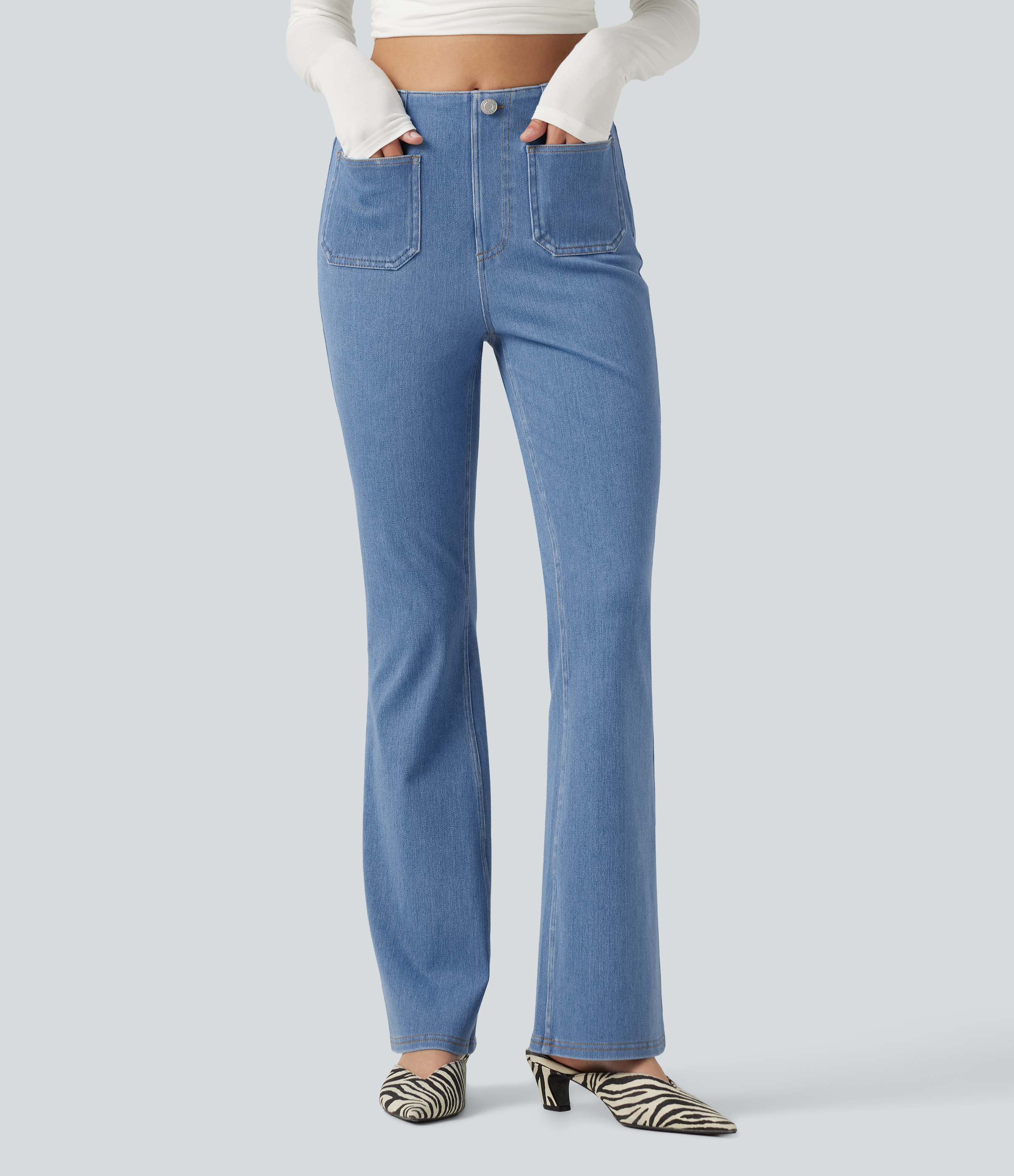 Halara Flex™ Mid Rise Bootcut Casual Jeans with Pockets