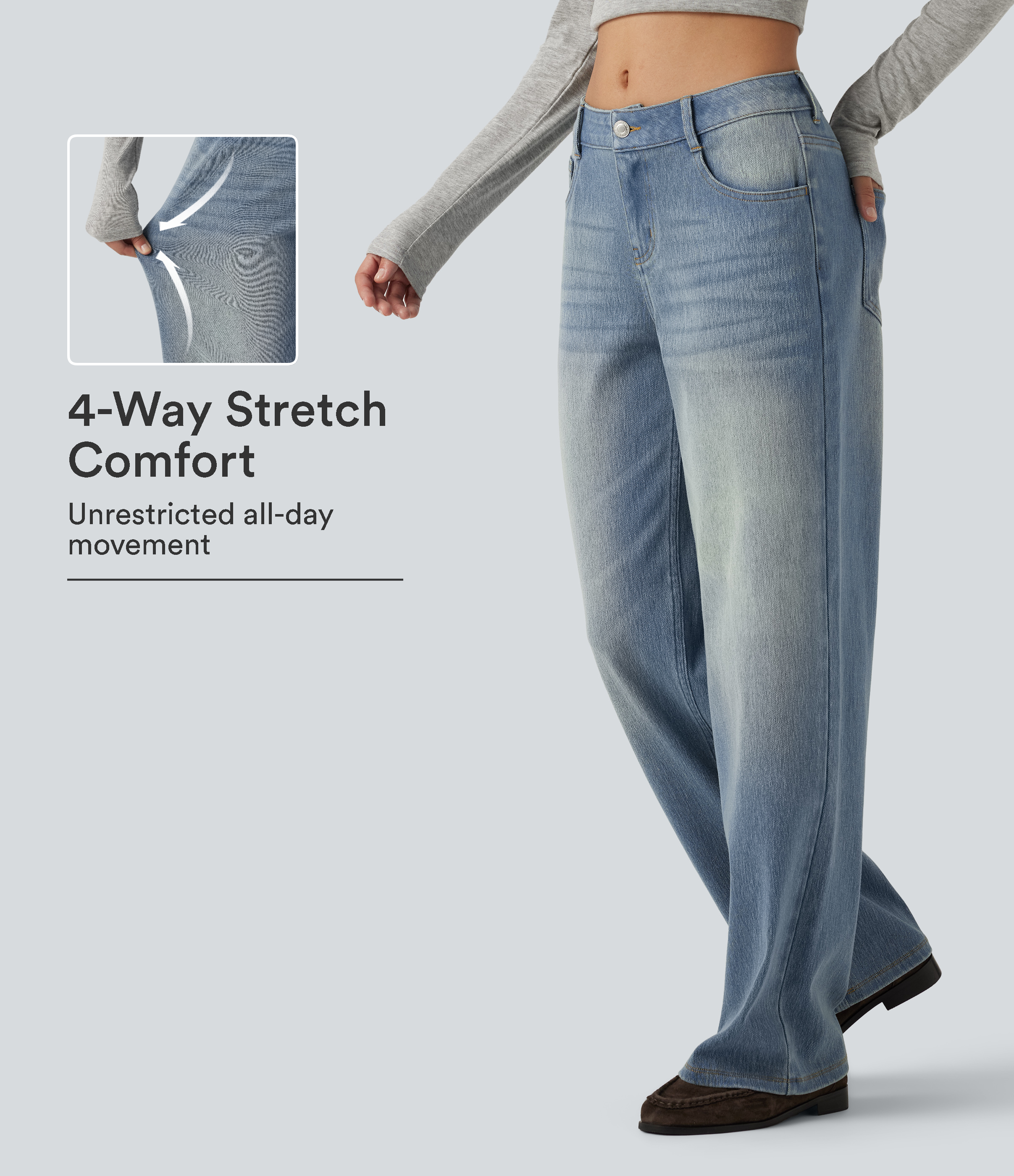 Halara Flex™ Low Rise Straight Leg Casual Jeans with Pockets