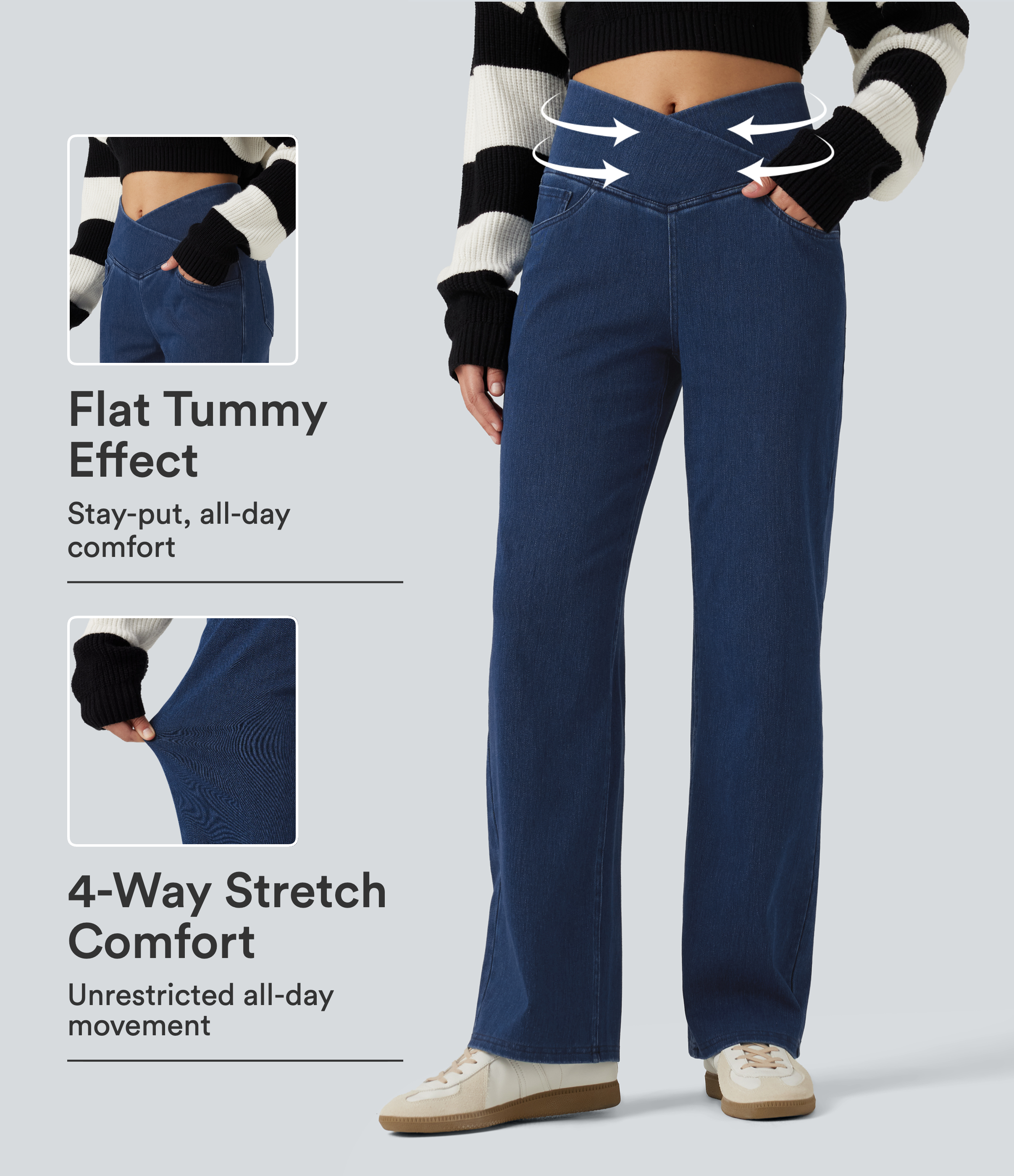 Halara Flex™ High Waisted Tummy Control Straight Leg Casual Jeans with Pockets