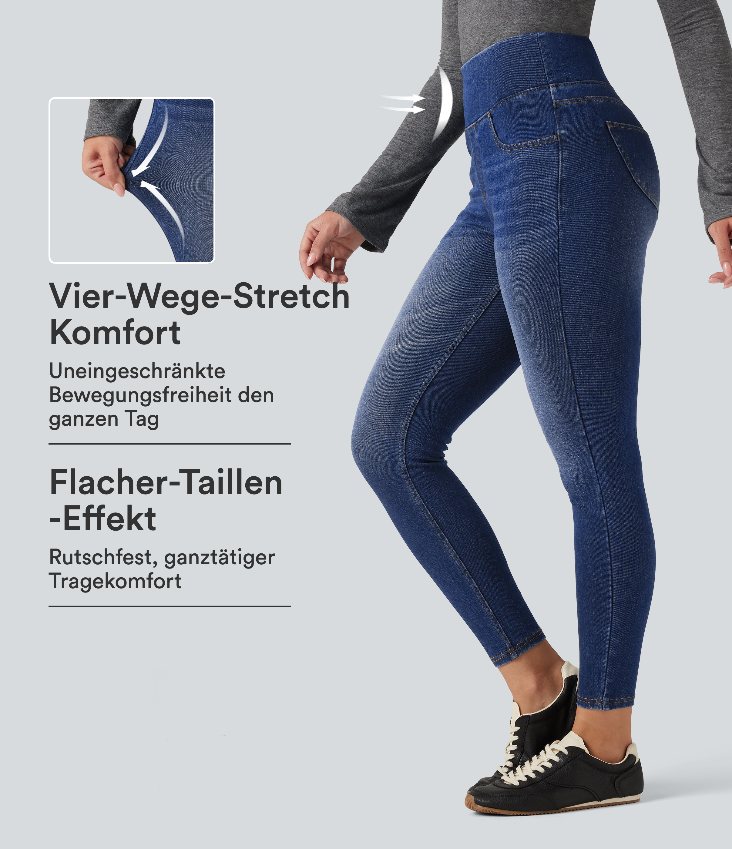 Halara Flex™ - Lässige Jeans aus Denim mit hohem Bund, mehreren Taschen und Bauchkontrolle - skinny fit