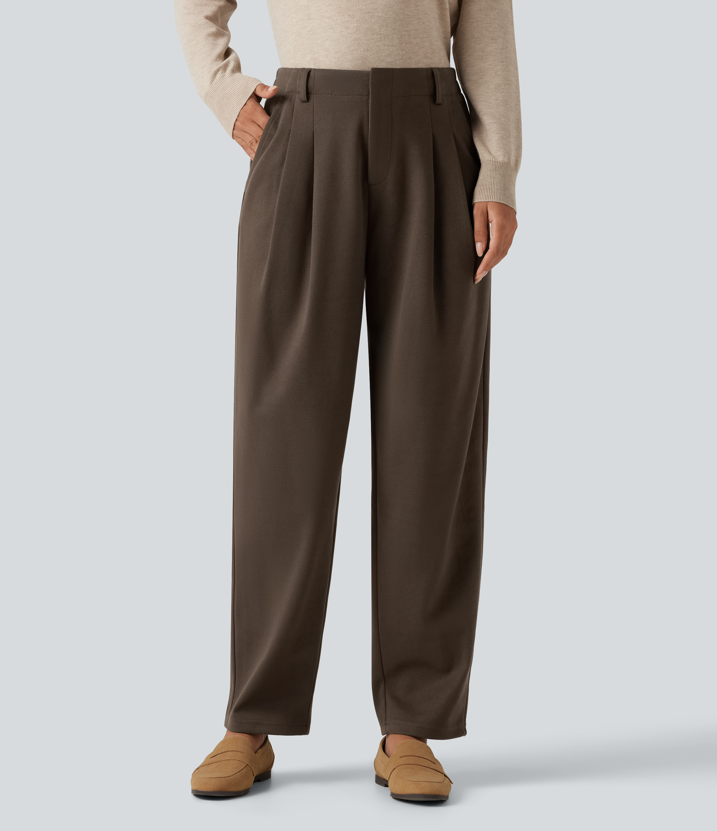 High Waisted Tapered Work Pants with Pockets