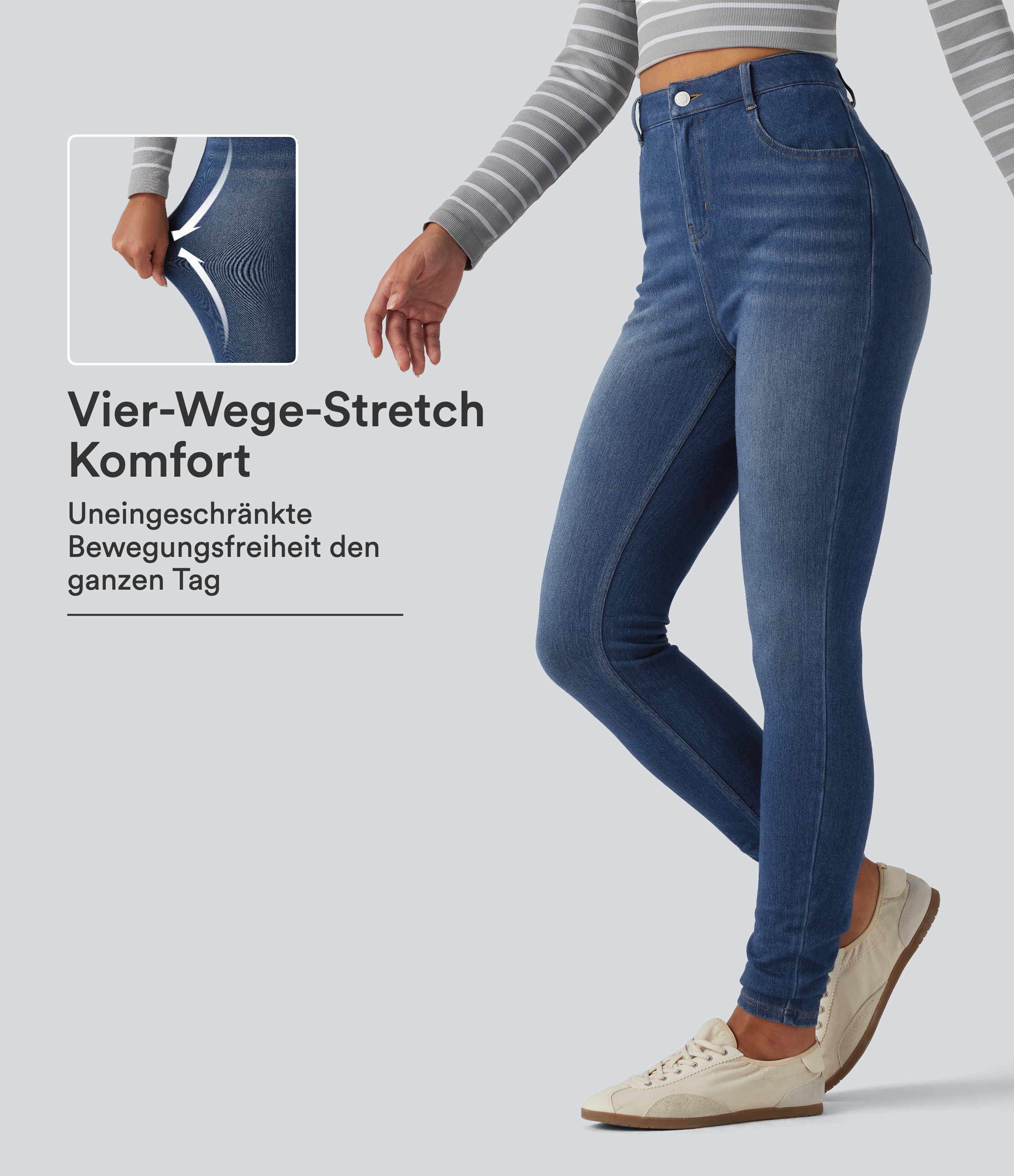 Halara Flex™ - Lässige Jeans mit hohem Bund und mehreren Taschen