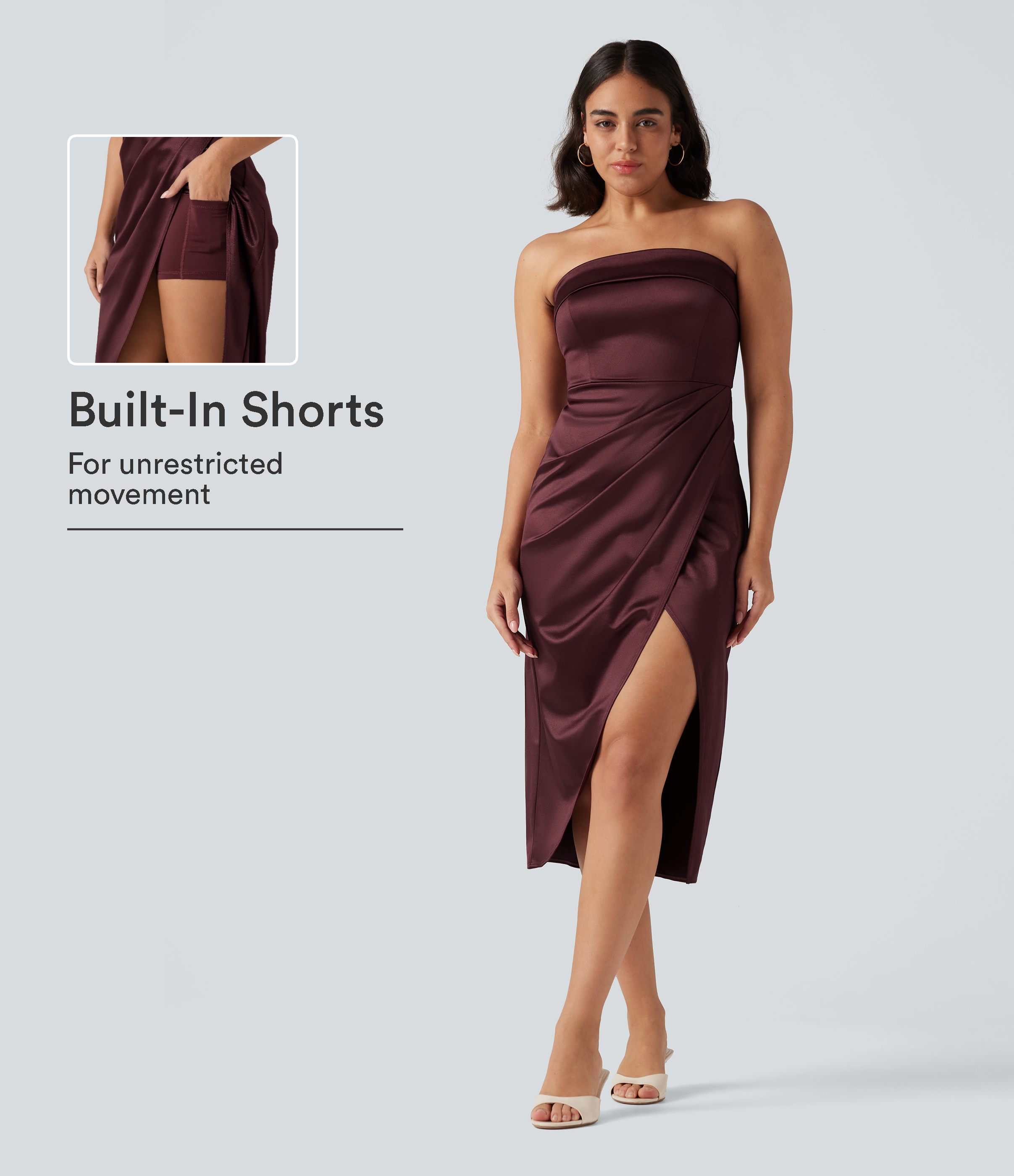 Tube 2-in-1 Bodycon Satin Midi Party Dress