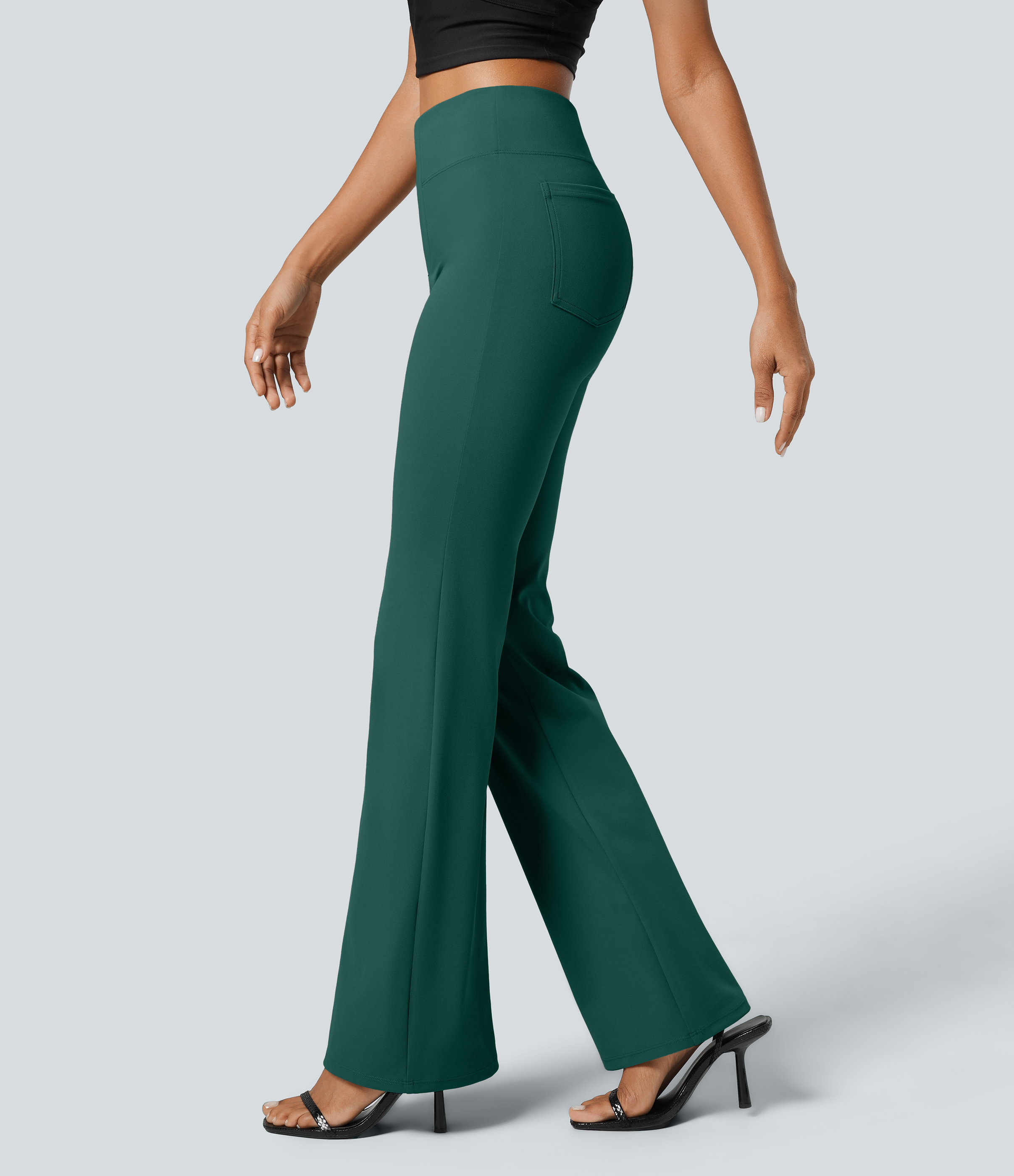 Halara Flex™ High Waisted Back Side Pocket Slight Flare Work Trousers