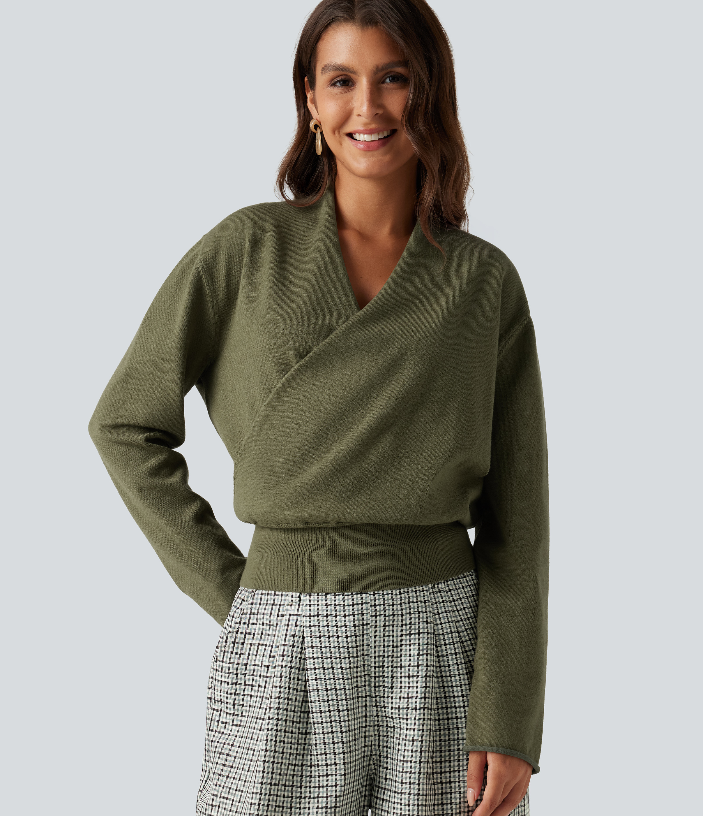 V Neck Long Sleeve Casual Jumper