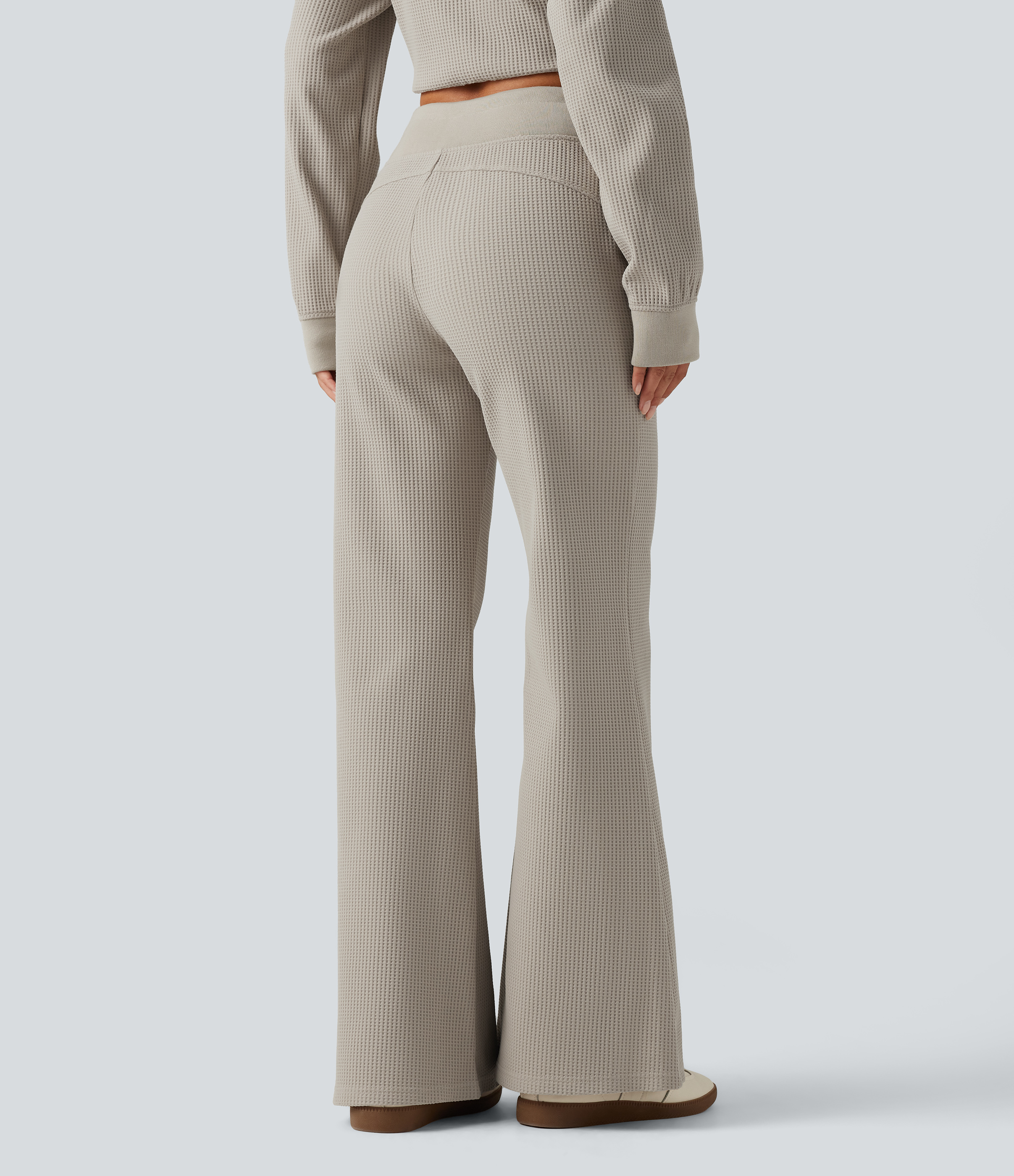 Moonstruck High Waisted Drawstring Waffle Baggy Casual Pants with Pockets / 2