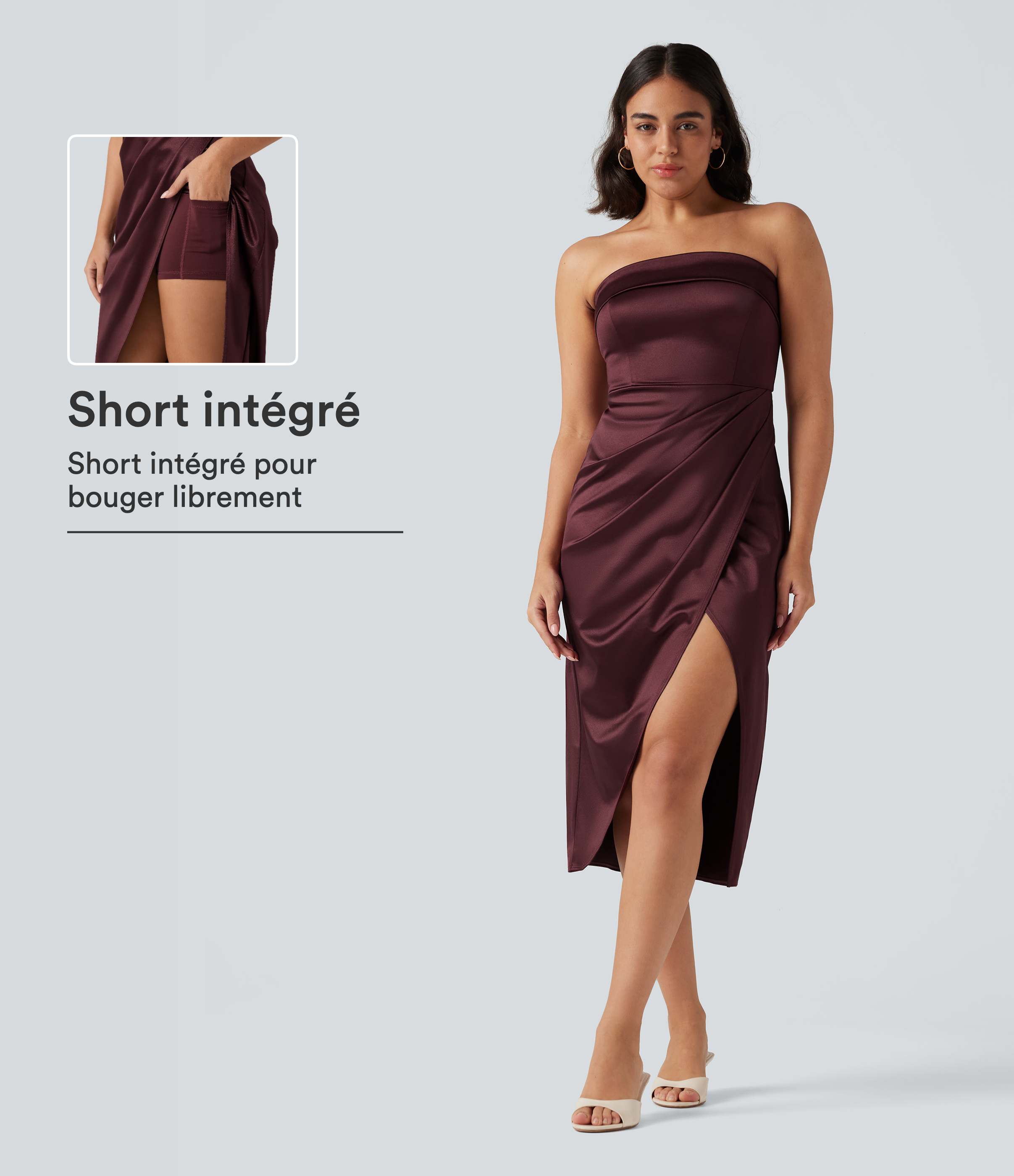 Zinfandel Robe de soirée midi moulante en satin 2 en 1 / 1