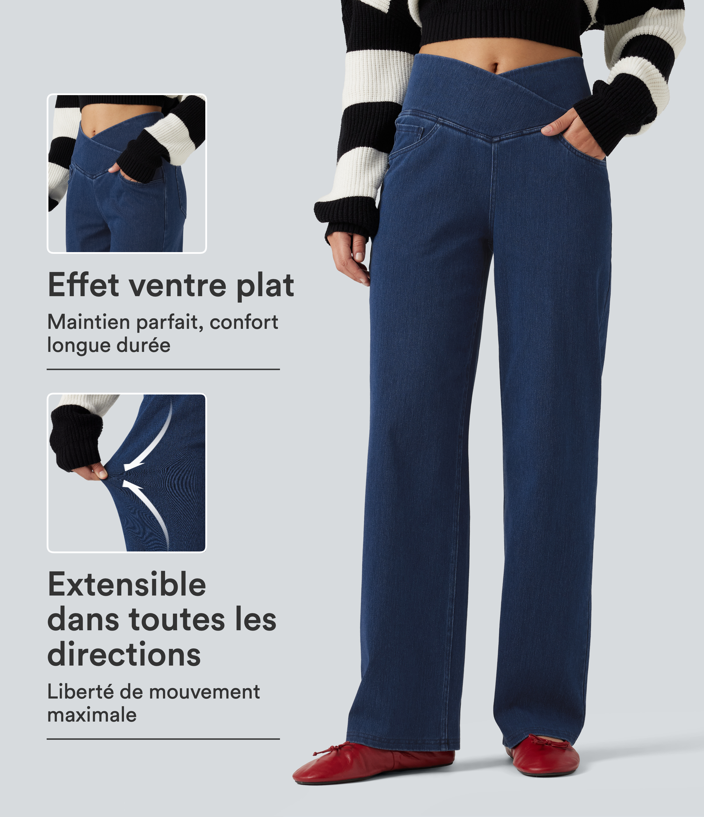 Jean droit Halara Flex™ taille haute gainant avec poches