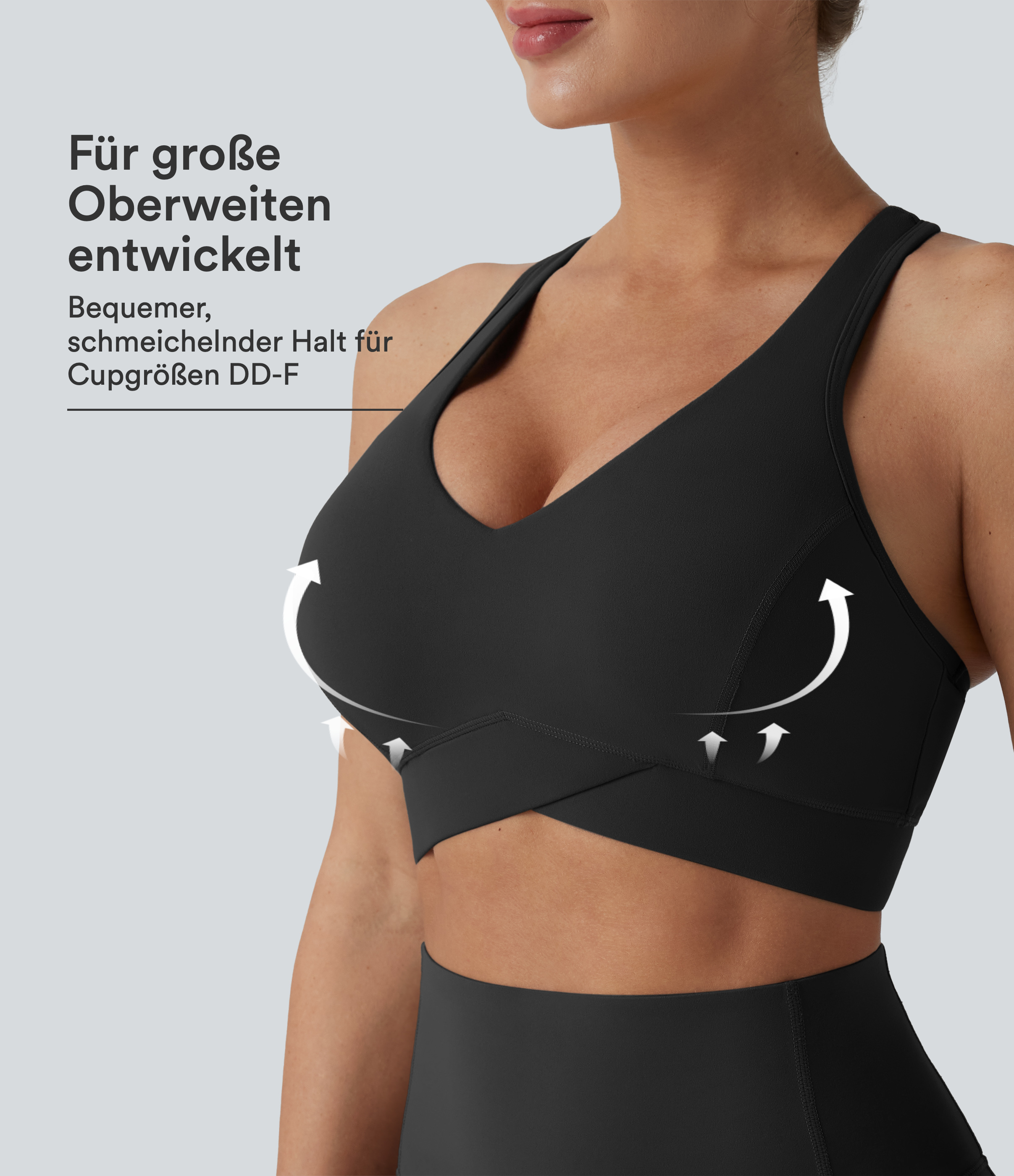 Halara UltraSculpt™ - Lauf-Sport-BH mit V-Ausschnitt, leichtem Support und Racerback - E-G-Cups