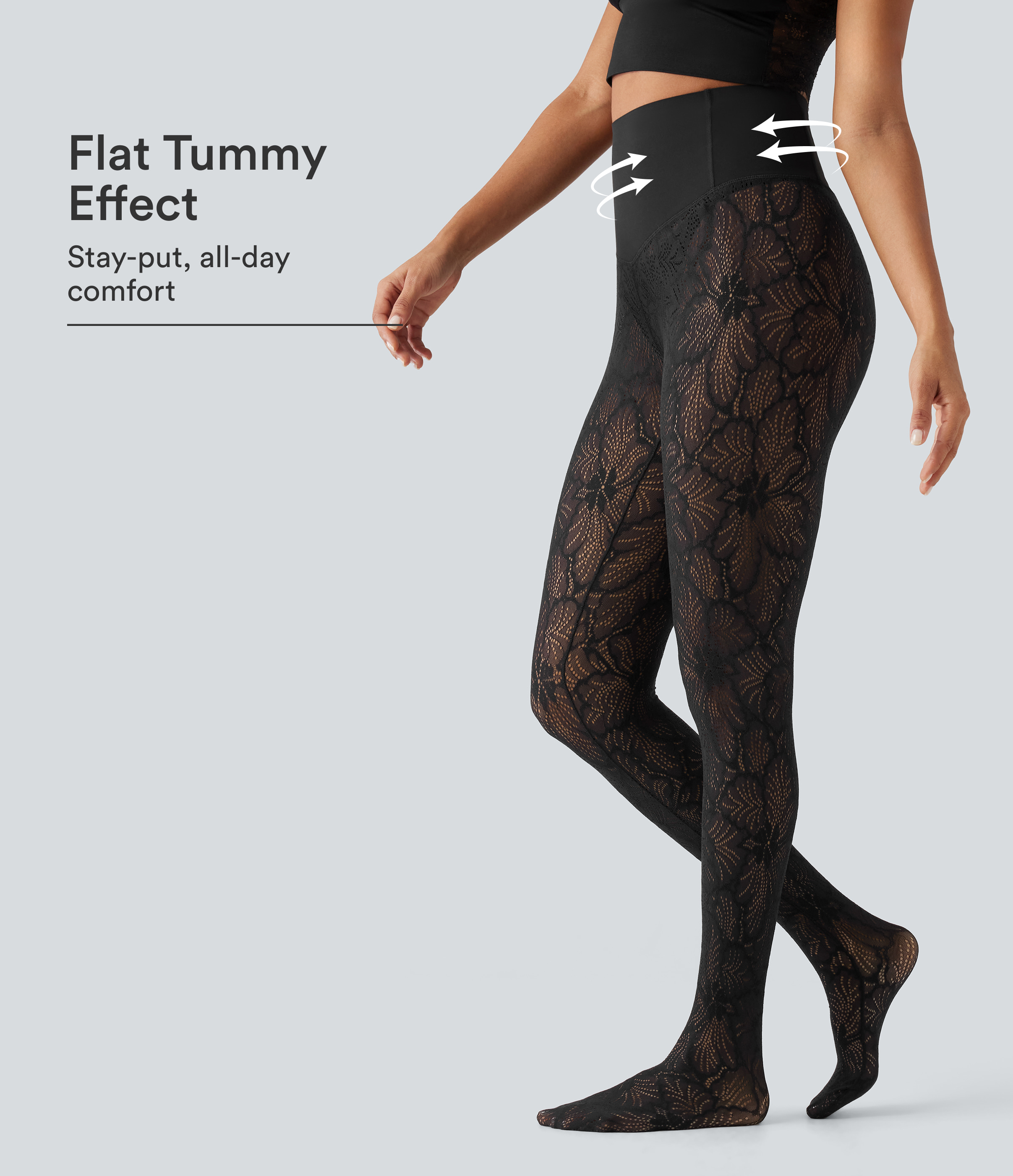 Softlyzero™ High Waisted Tummy Control Contrast Lace Casual Leggings