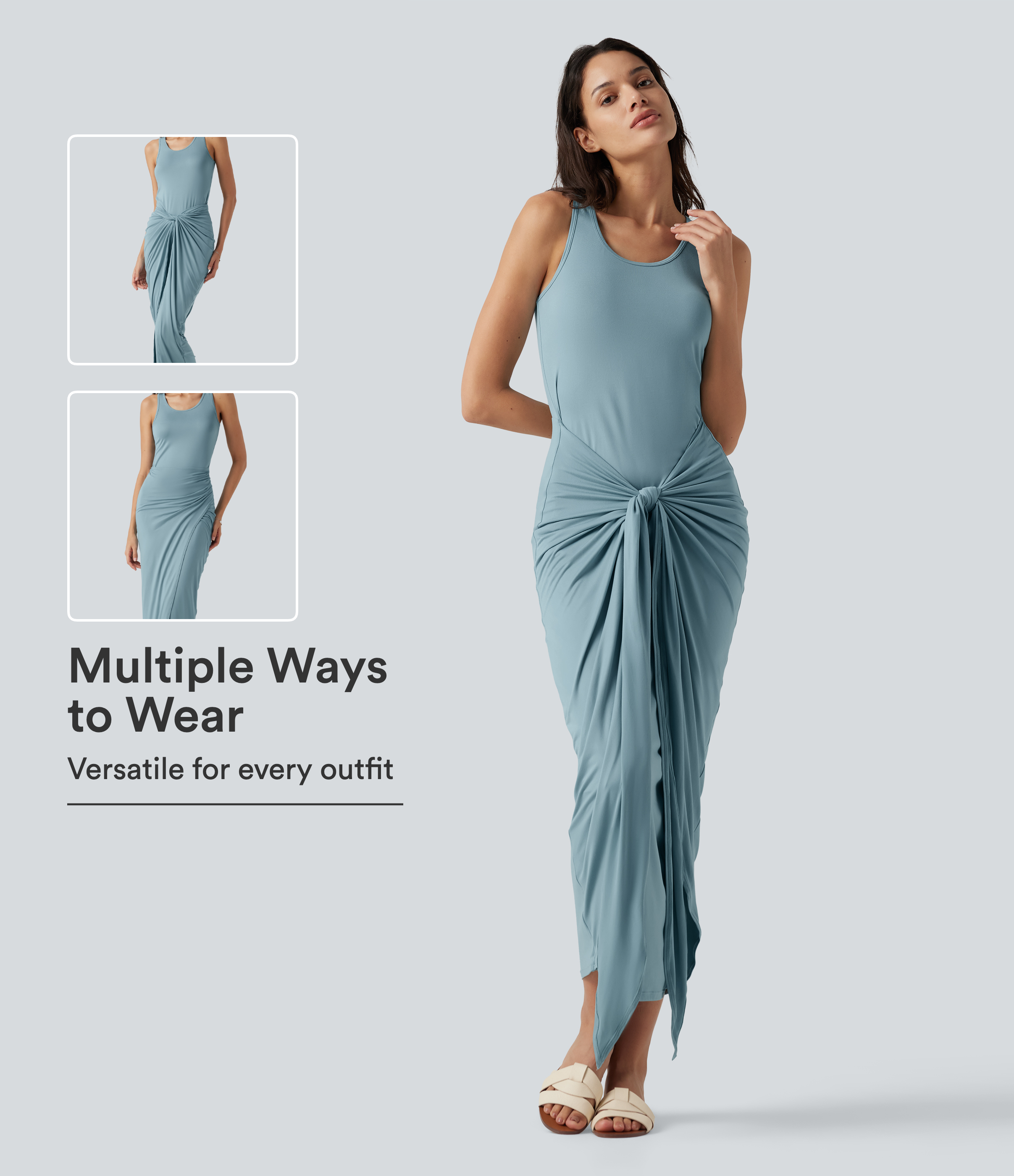 Scoop Neck Sleeveless Bodycon Maxi Casual Dress