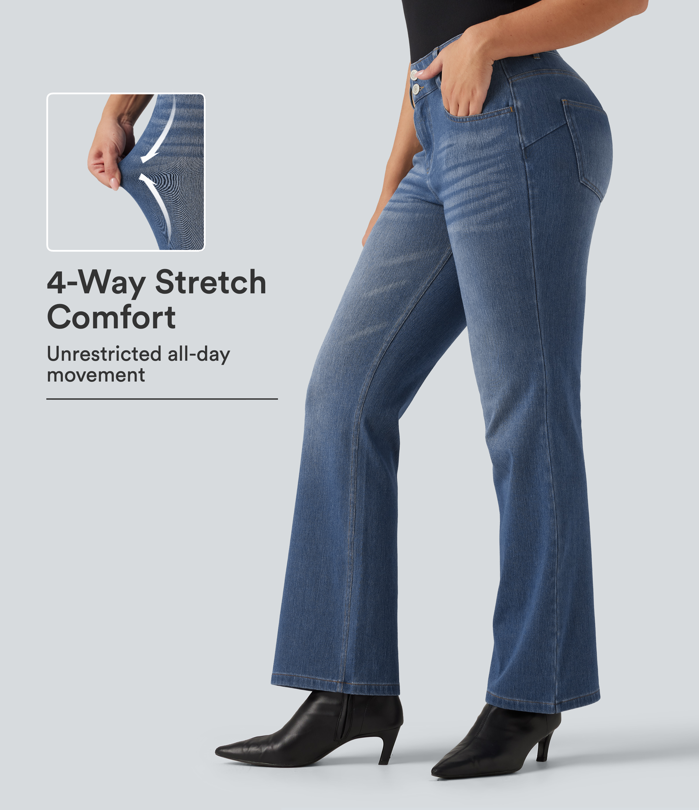 Halara Flex™ Mid Rise Bootcut Casual Jeans with Pockets