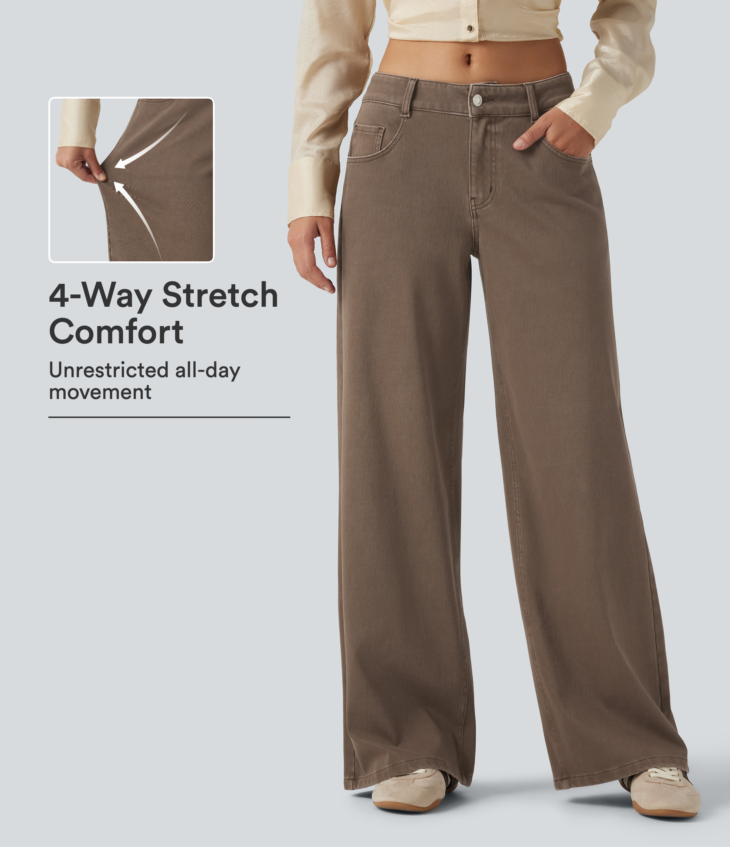 Halara Flex™ Low Rise Wide Leg Casual Jeans with Pockets