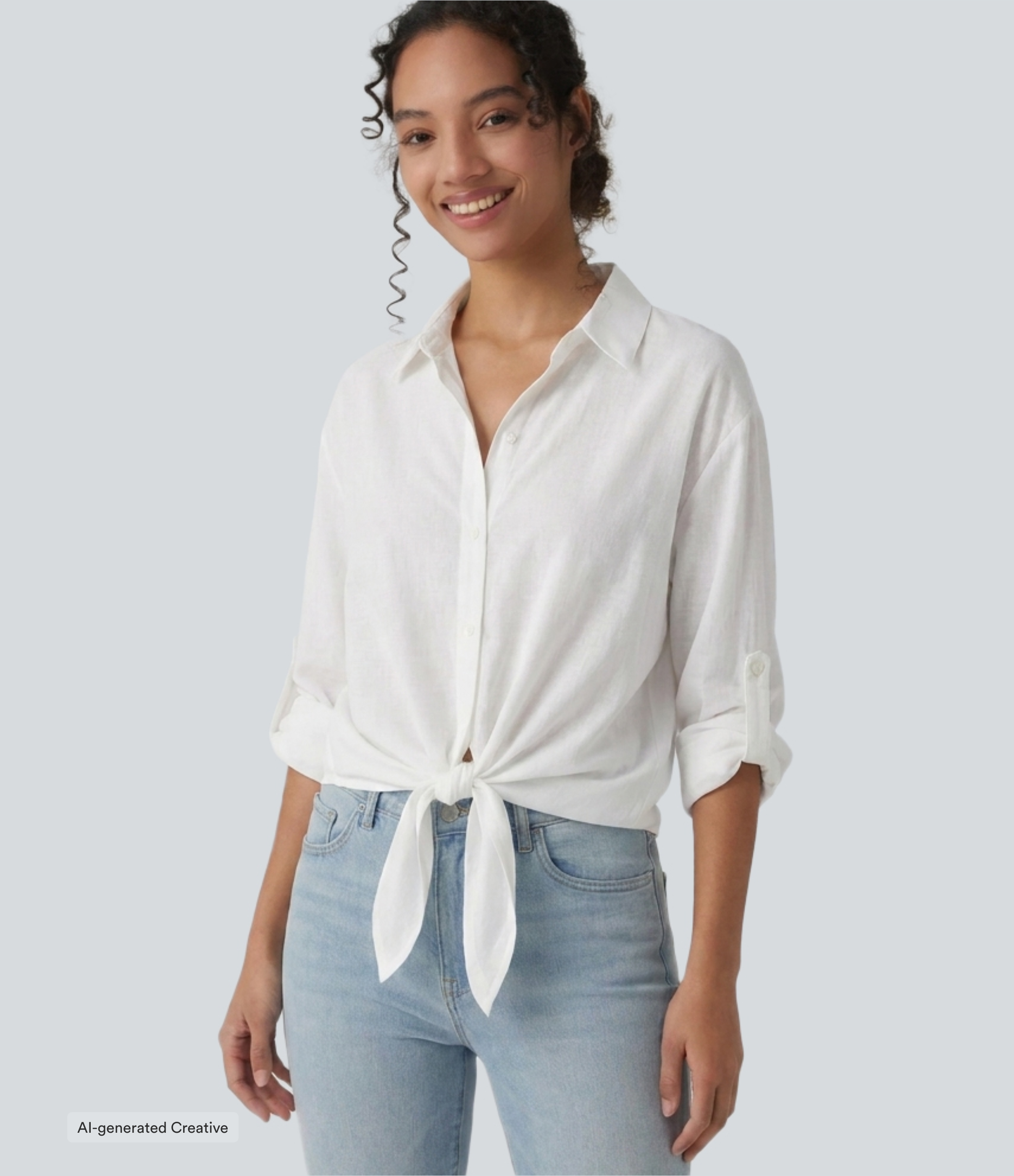 Long Sleeve Tie Front Casual Shirt
