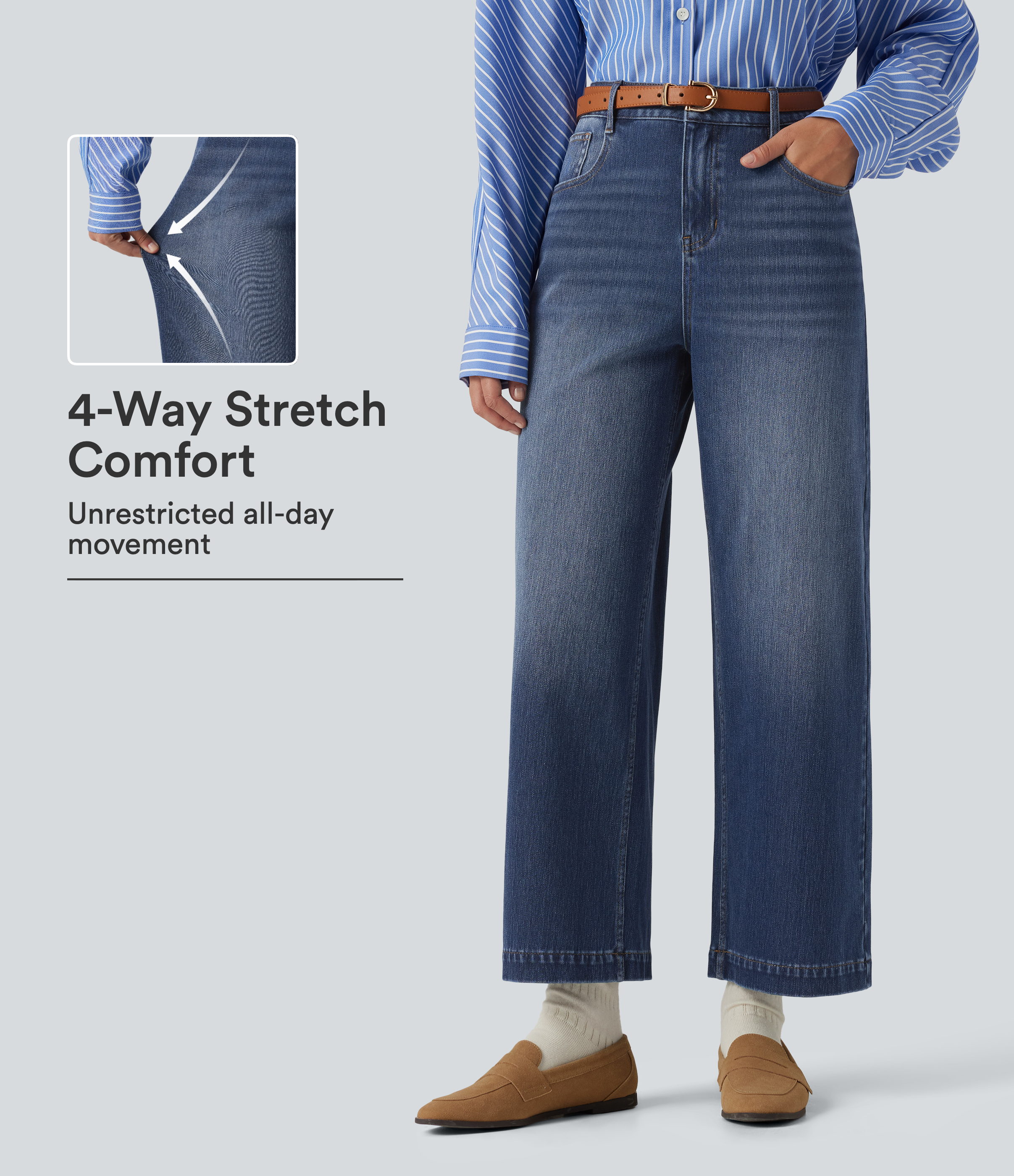 Halara Flex™ High Waisted Wide Leg Casual Jeans with Pockets