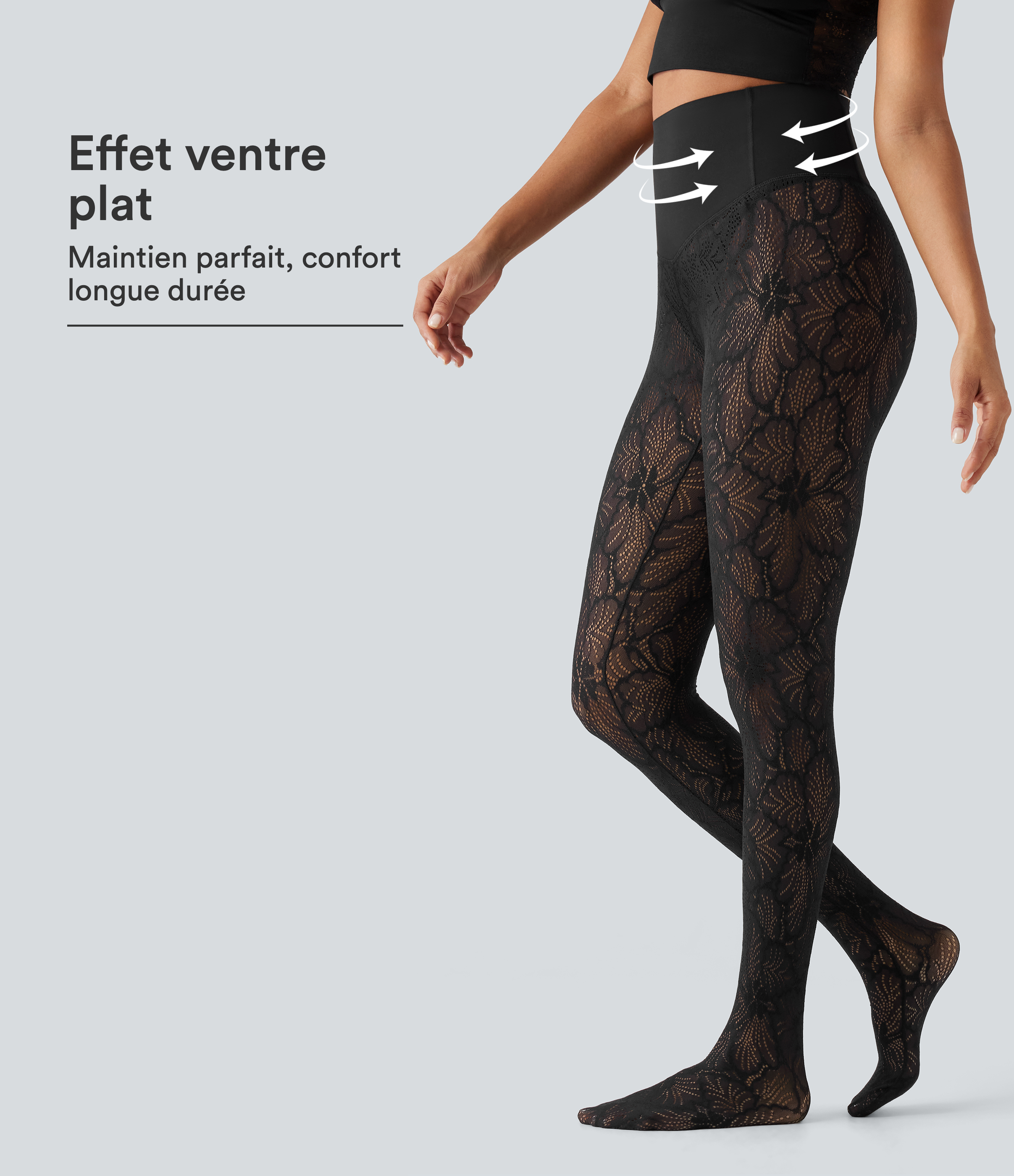 Legging taille haute gainant avec dentelle contrastée