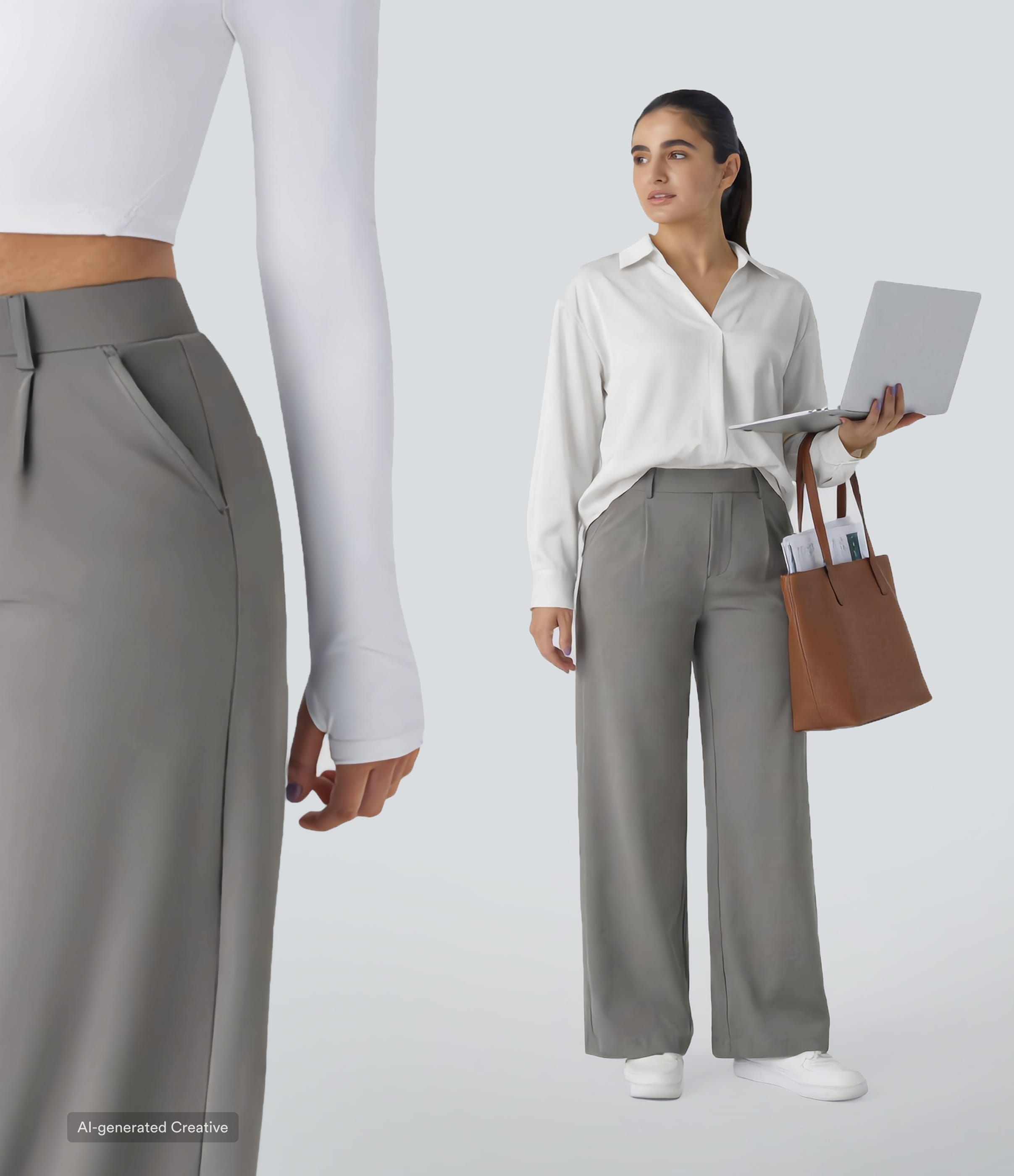 Silent Storm High Waisted Side Pocket Straight Leg Work Pants / 2