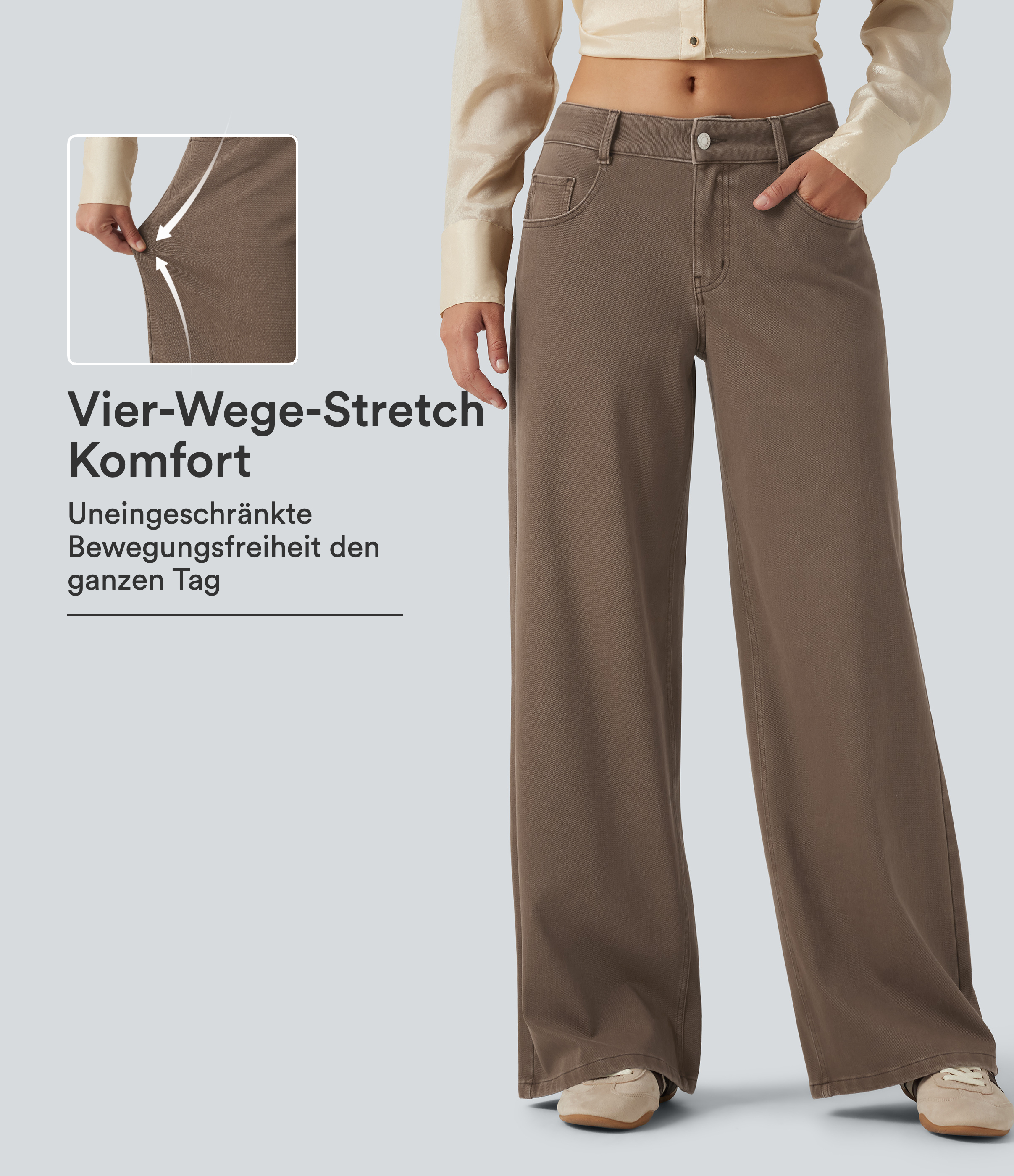 Halara Flex™ - Lässige Jeans mit niedrigem Bund und mehreren Taschen