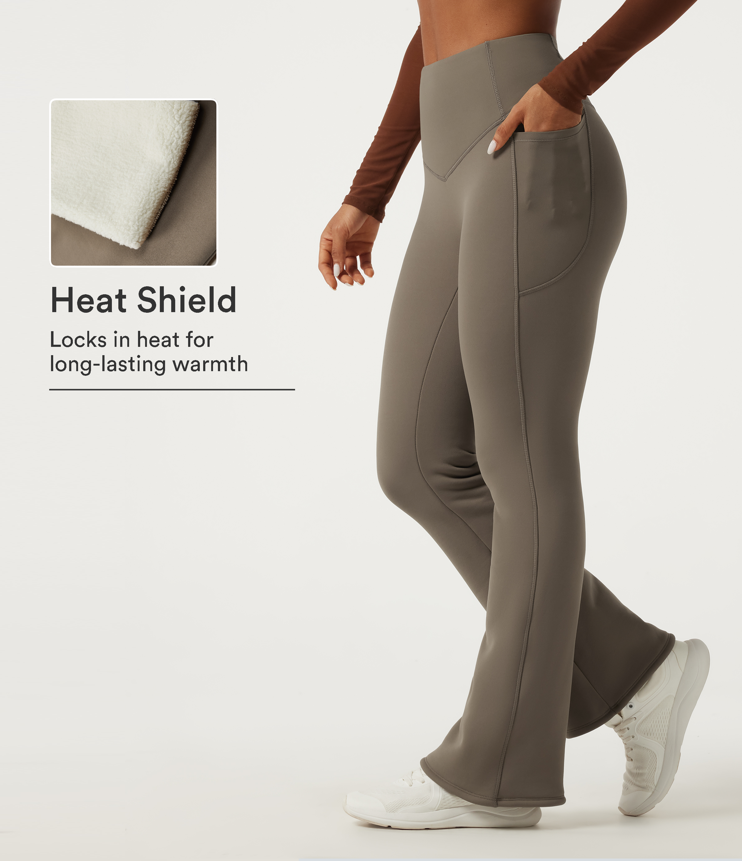 Halara UltraSculpt™ High Waisted Bootcut Fleece Workout Leggings with Pockets