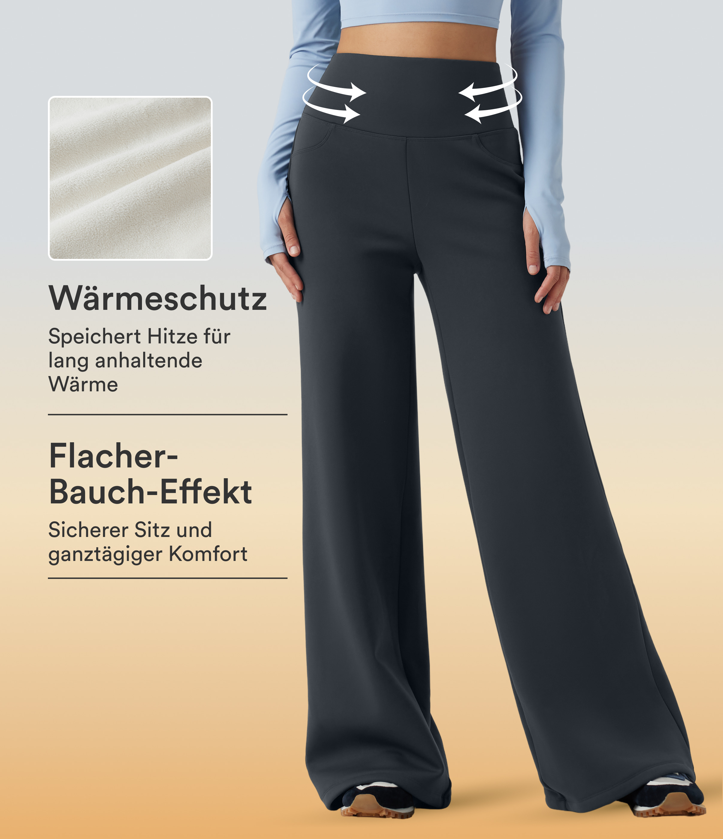 Halara UltraSculpt™ Extra Heat - Yogahose mit hohem Bund, Gesäßtaschen, Bauchkontrolle und weitem Bein