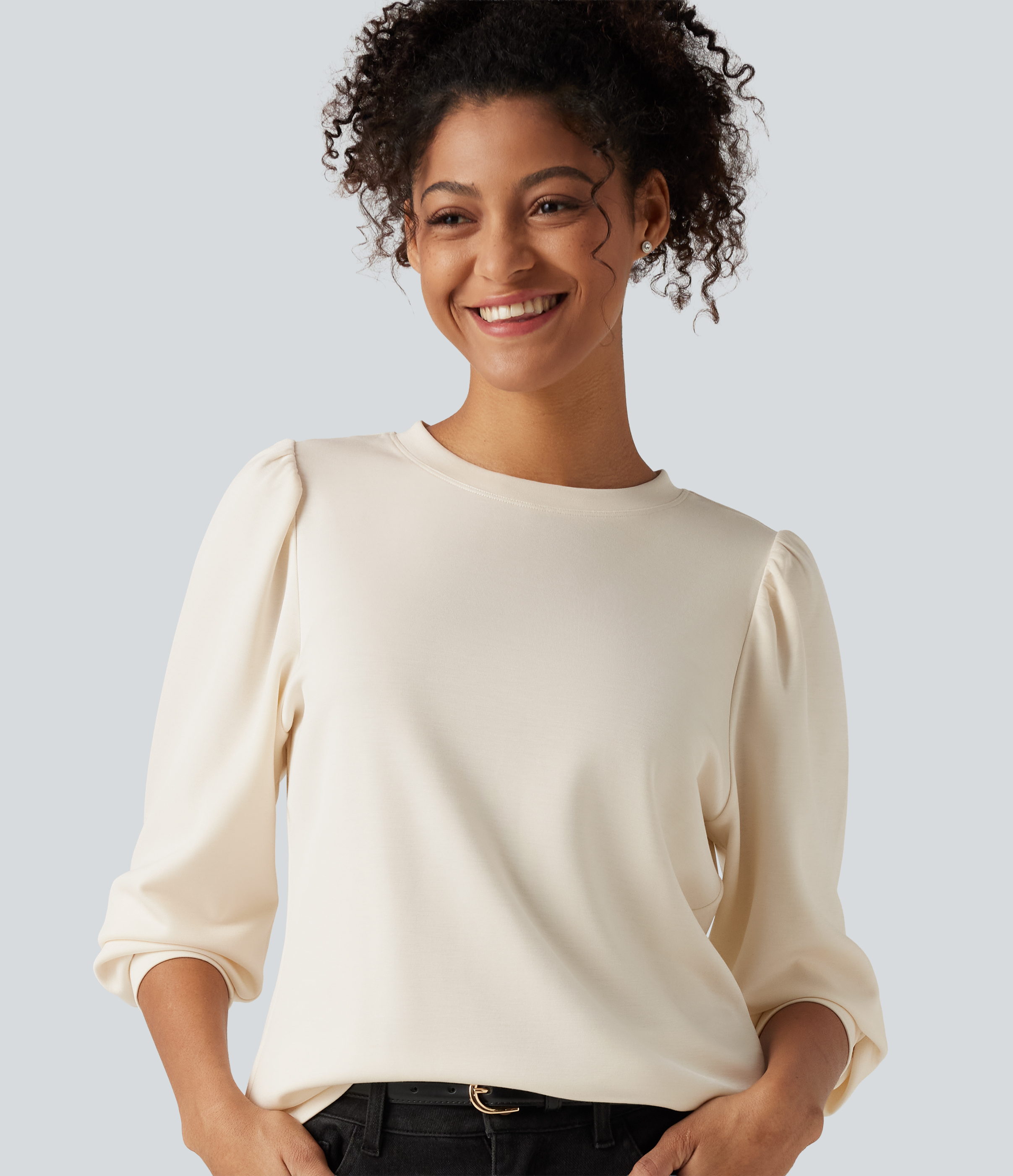 Round Neck Long Sleeve Casual Top