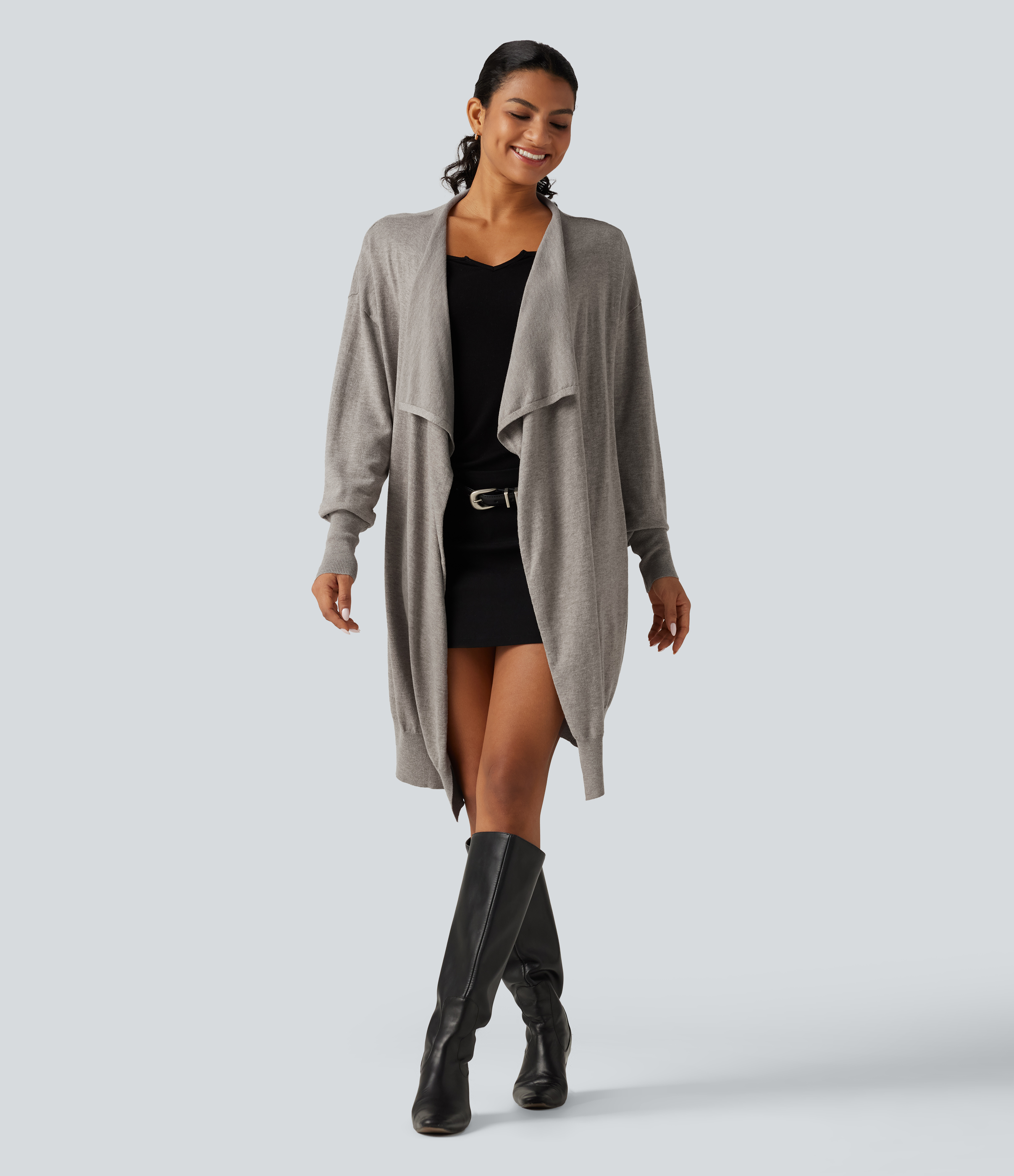 Long Sleeve Open Front Work Cardigan 