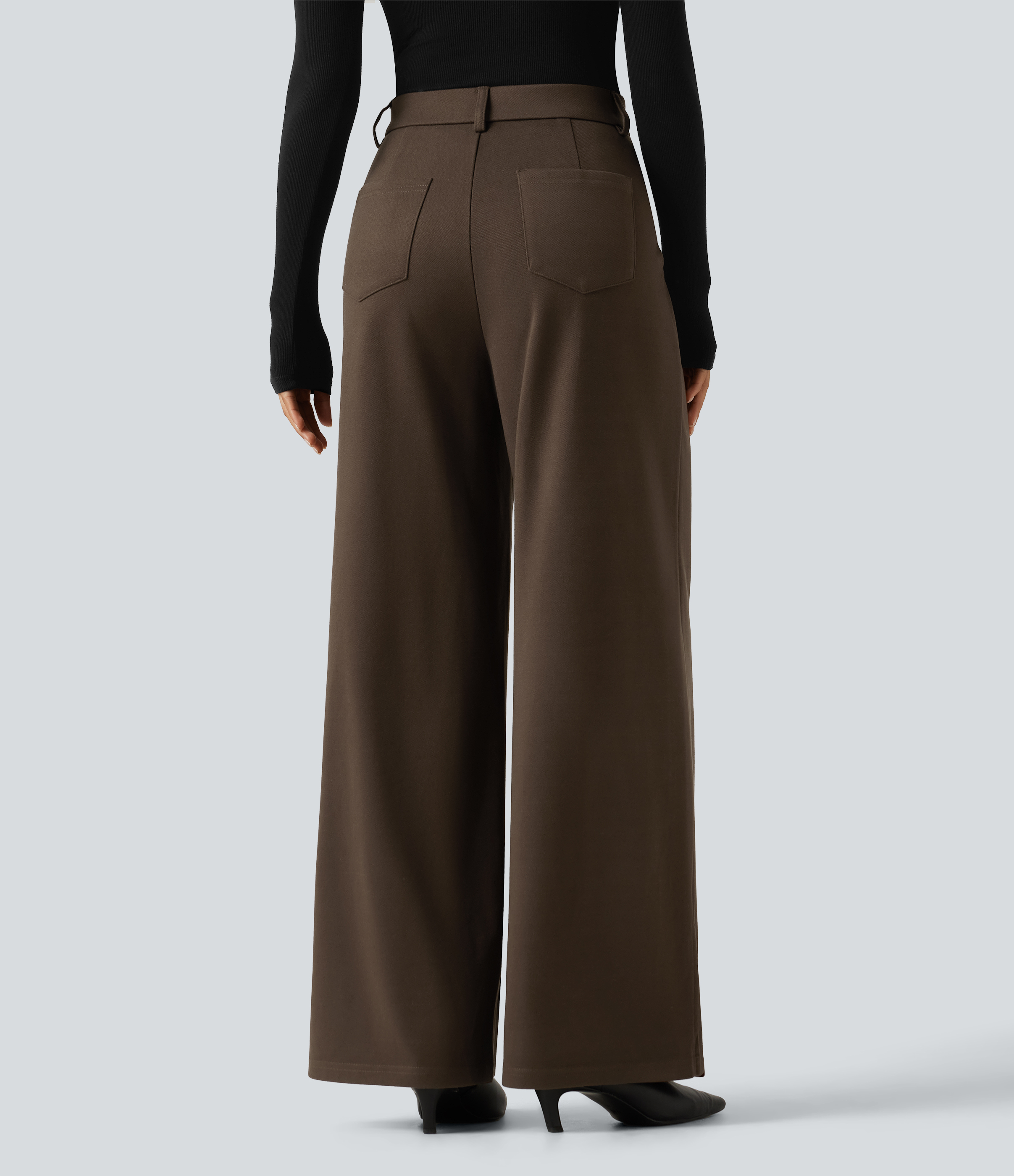 Demitasse High Waisted Wide Leg Work Pants with Pockets / 2