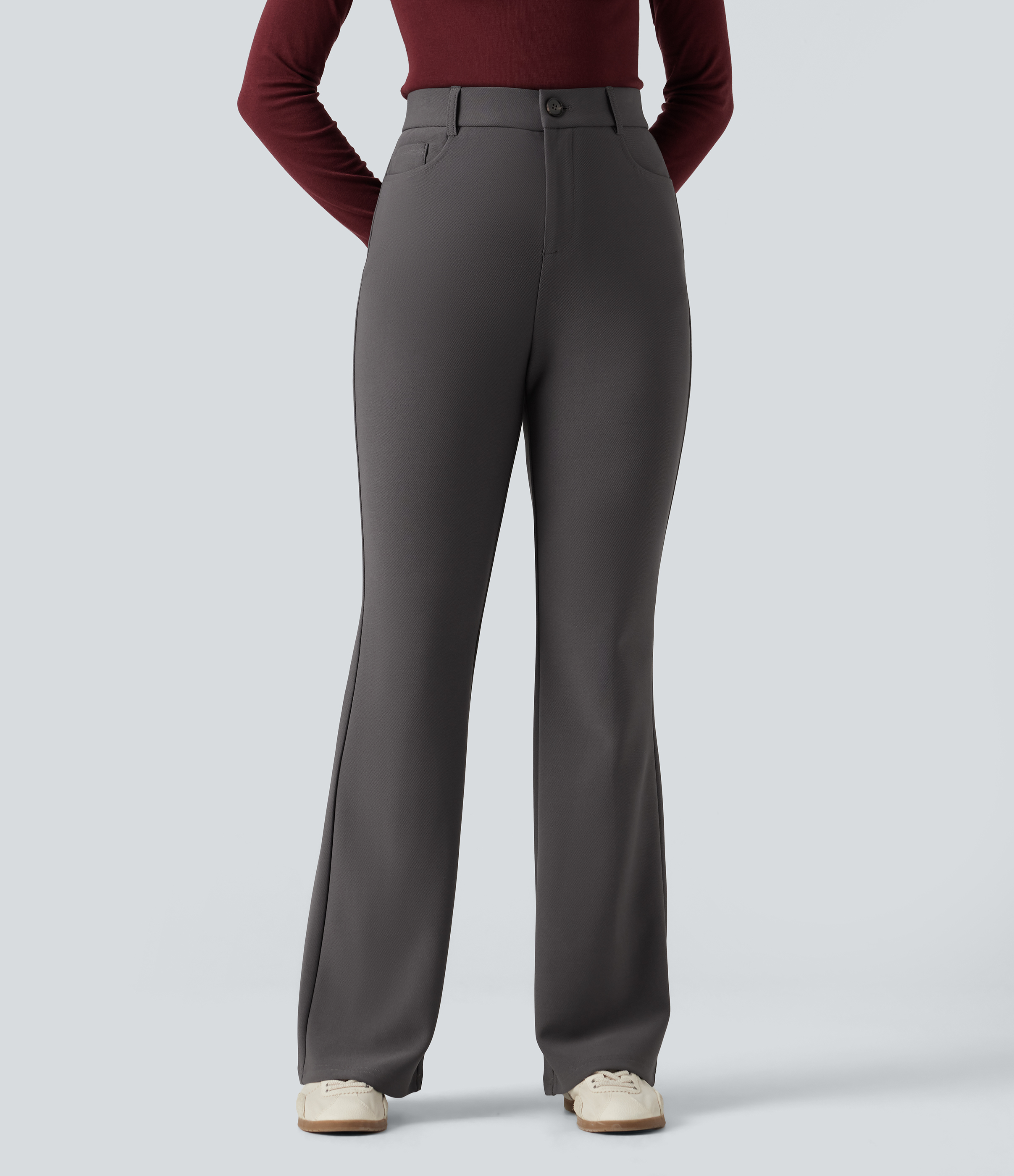 High Waisted Bootcut Work Pants with Pockets