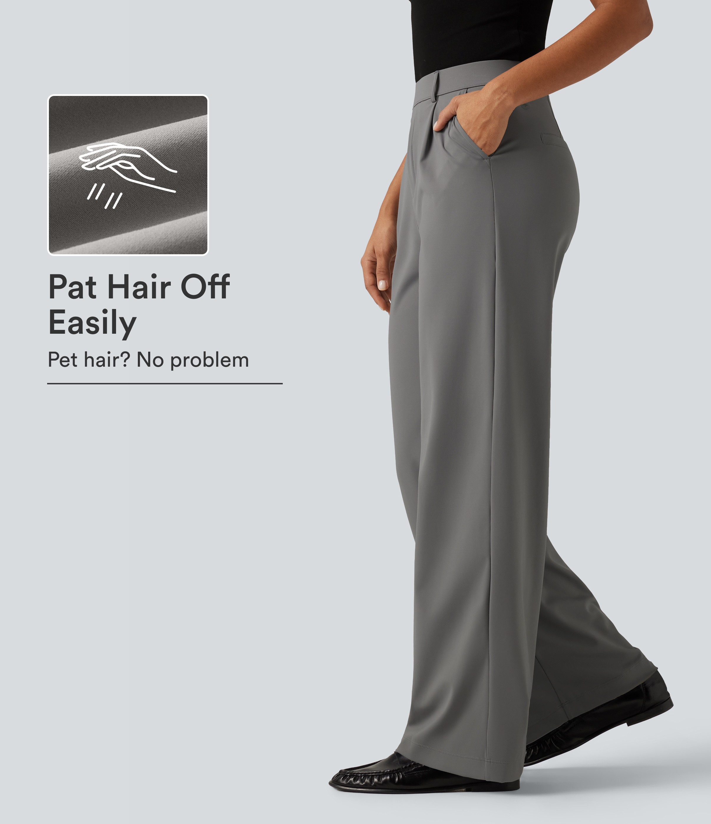 Patitoff™ 2.0 Pet Hair Resistant High Waisted Straight Leg Work Trousers with Pockets