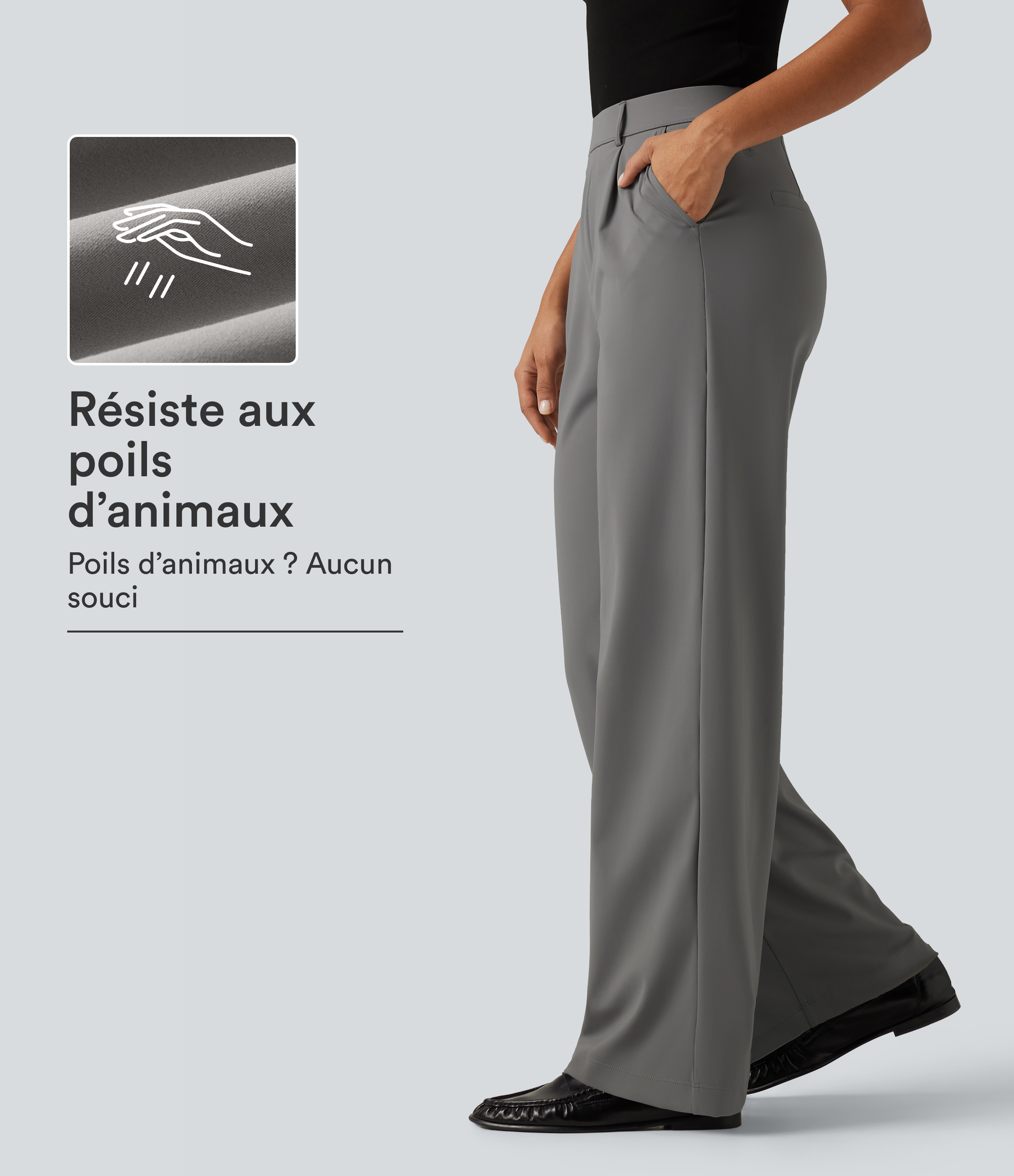 Pantalon de bureau droit résistant au poil d'animaux Patitoff™ 2.0 taille haute avec poches