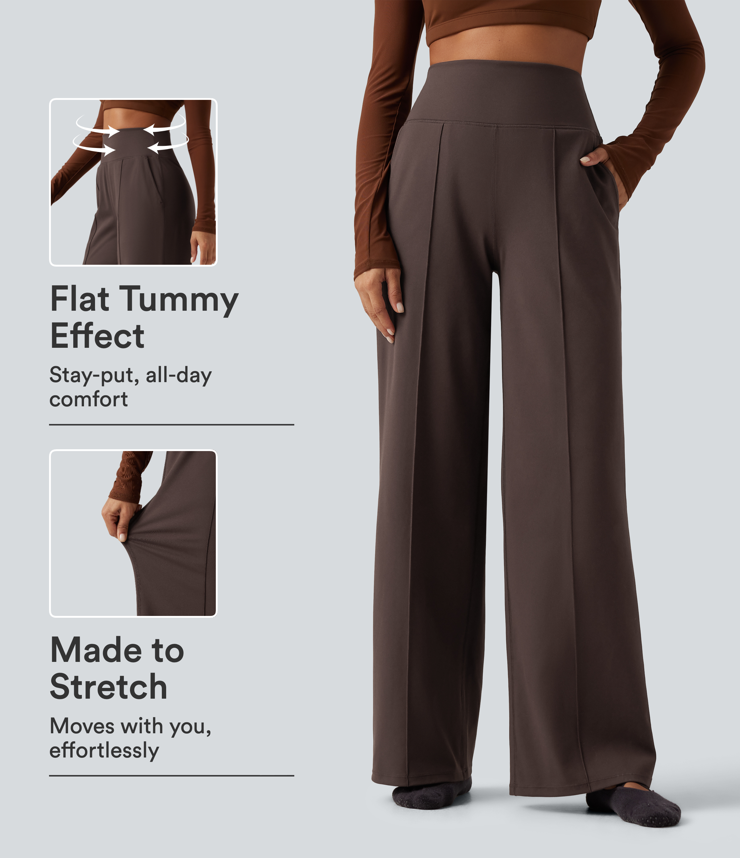 High Waisted Tummy Control Wide Leg Yoga Pants with Pockets