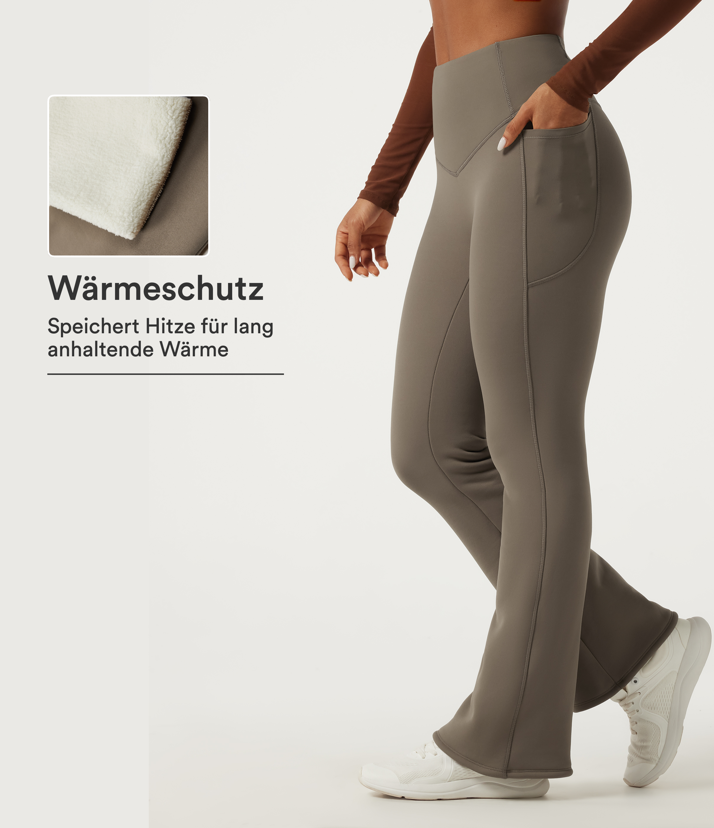 Halara UltraSculpt™ - Bootcut-Fleece-Leggings mit hohem Bund und Seitentaschen