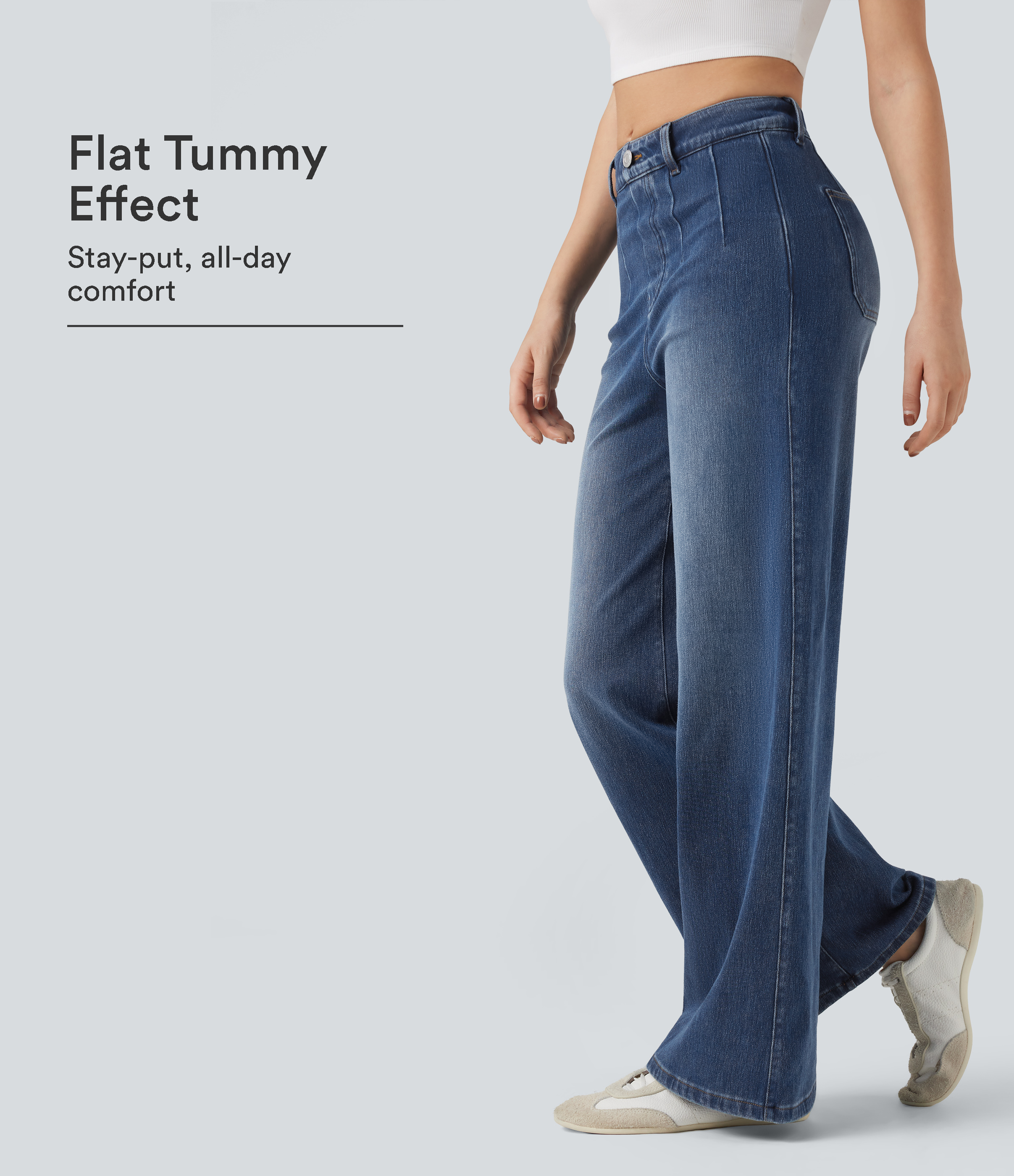 Halara Flex™ High Waisted Tummy Control Wide Leg Casual Jeans with Pockets