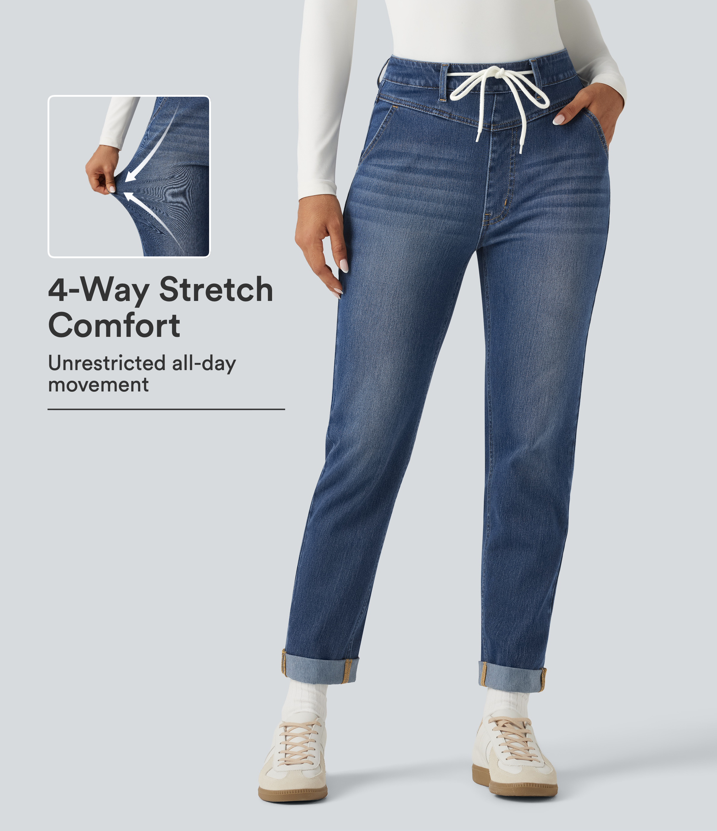 Halara Flex™ High Waisted Drawstring Casual Jeans with Pockets