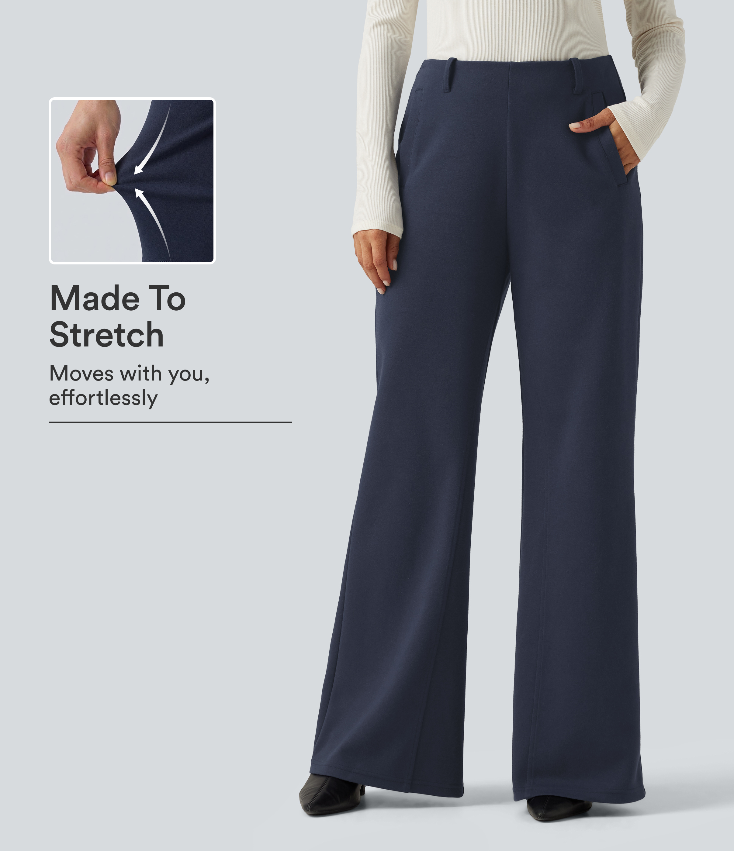 Mid Rise Flare Casual Cotton Sweatpants with Pockets