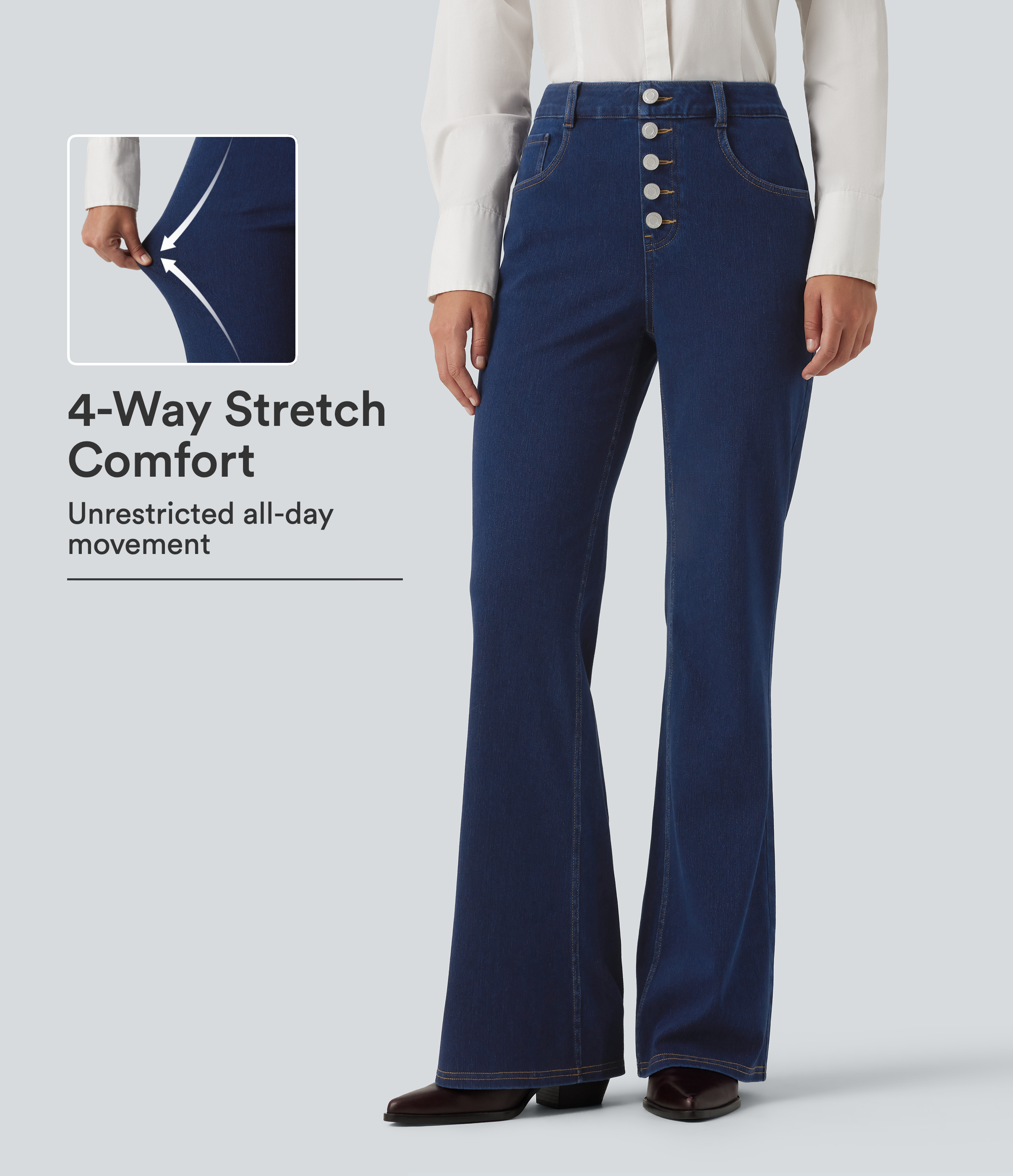 Halara Flex™ Mid Rise Flare Casual Jeans with Pockets