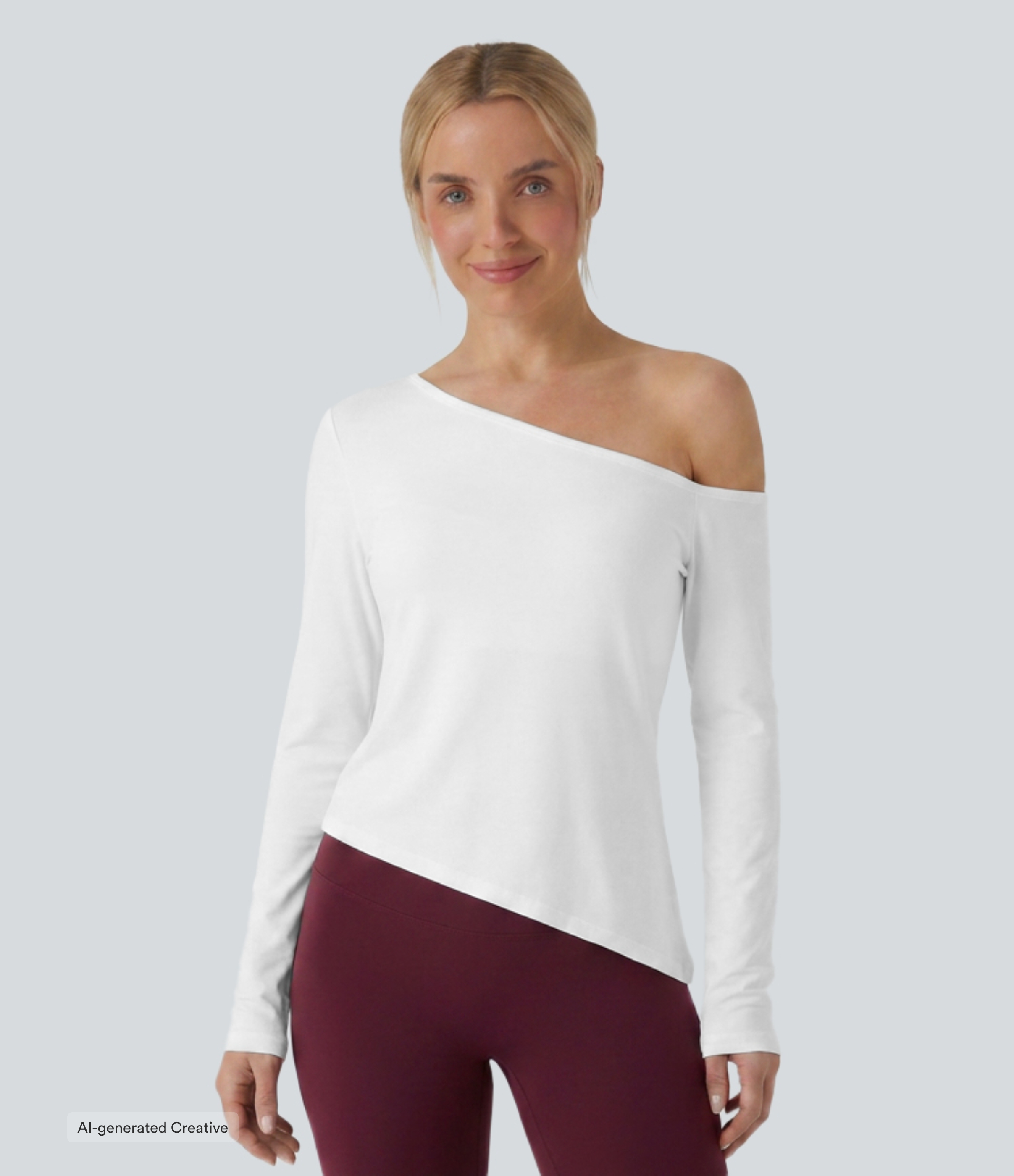 One Shoulder Long Sleeve Asymmetric Casual Top