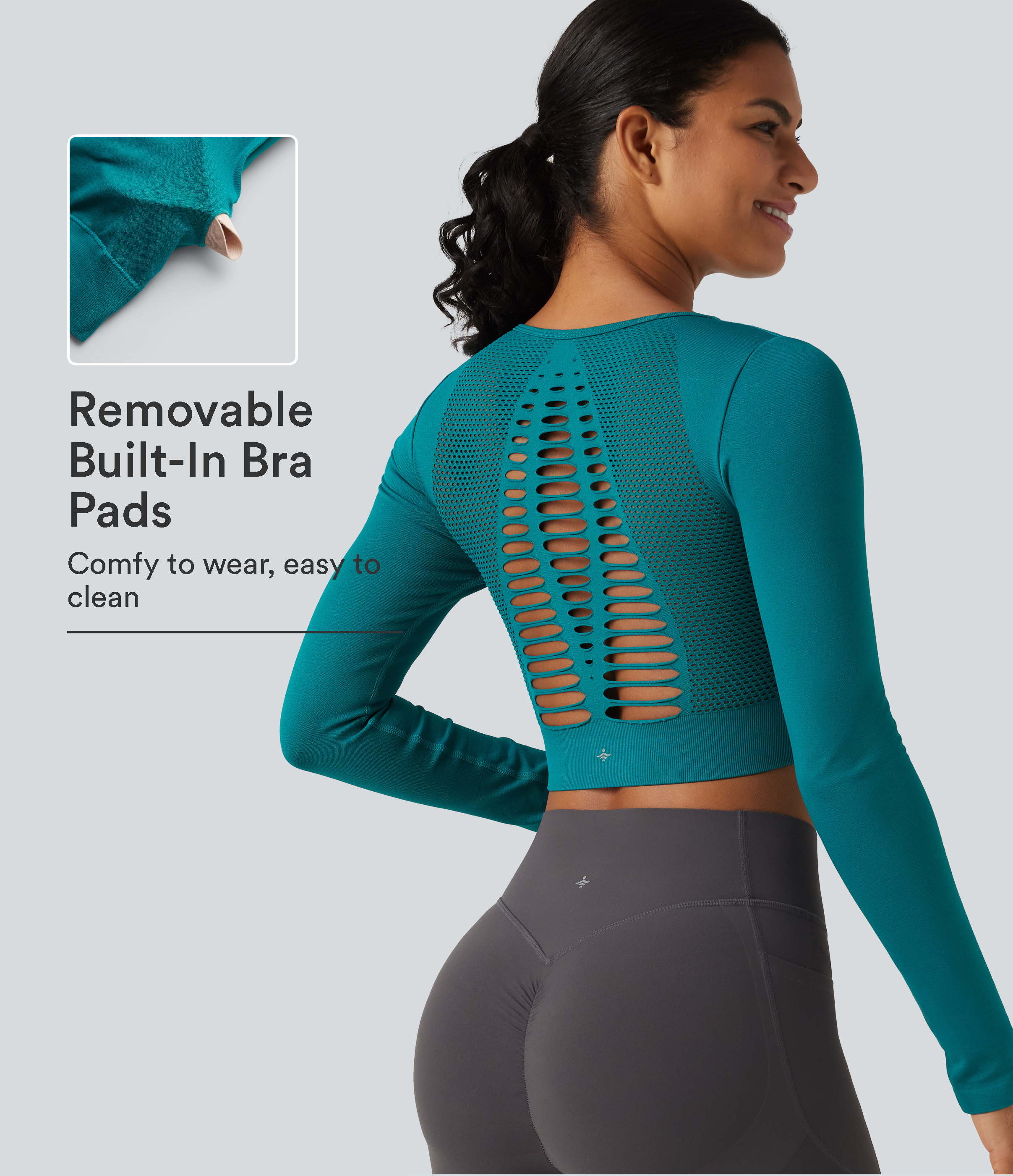 OneForm Seamless Flow Cut Out Built-in Bra Long Sleeve Yoga Tank Top