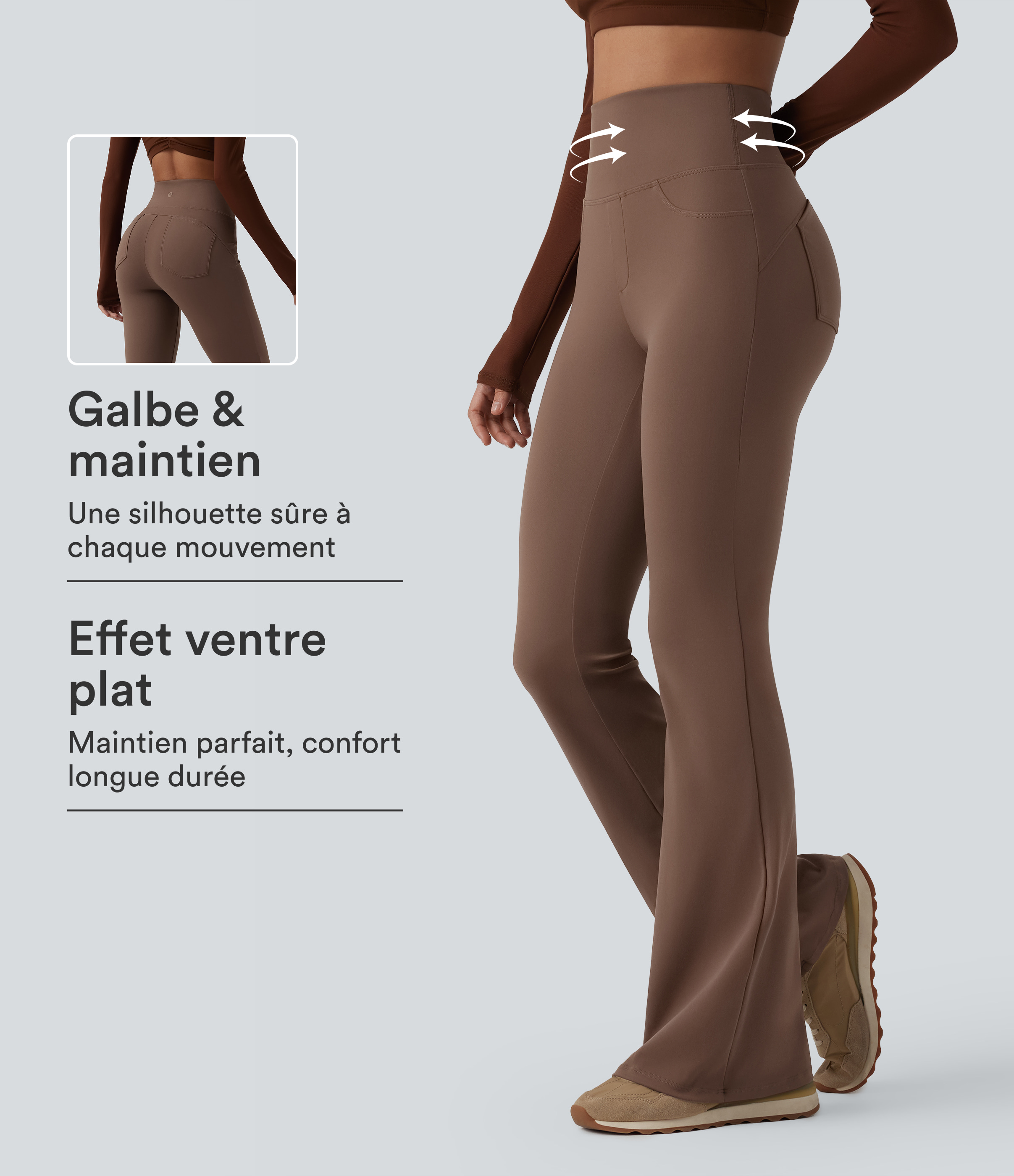 Sepia Legging de yoga bootcut DayStretch gainant taille haute avec poches / 1