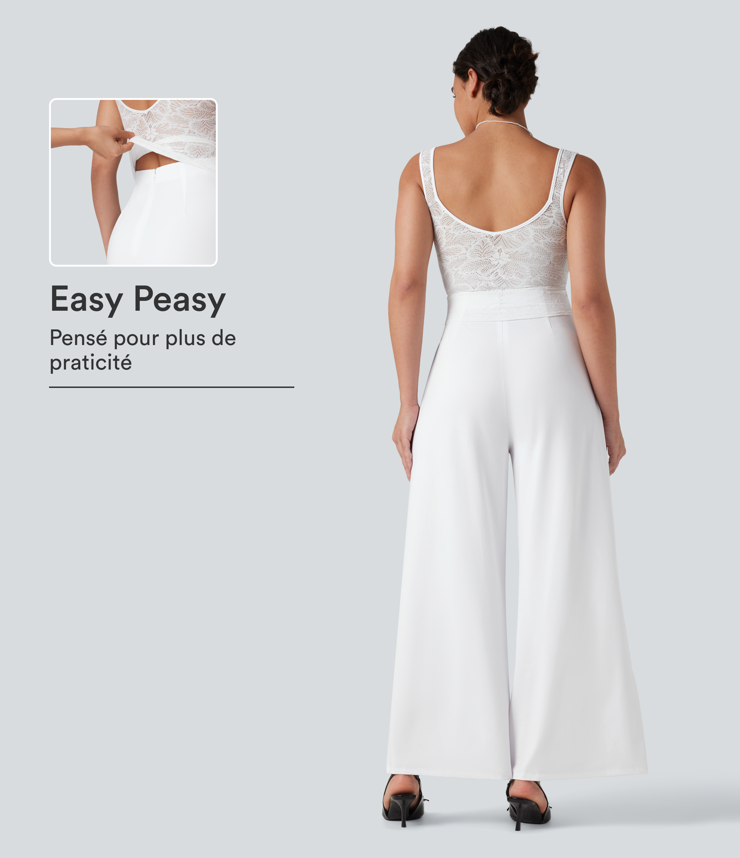 Combinaison dentelle contrastante sans manches pour demoiselles d'honneur et invitées de mariage avec poches - Easy Peasy