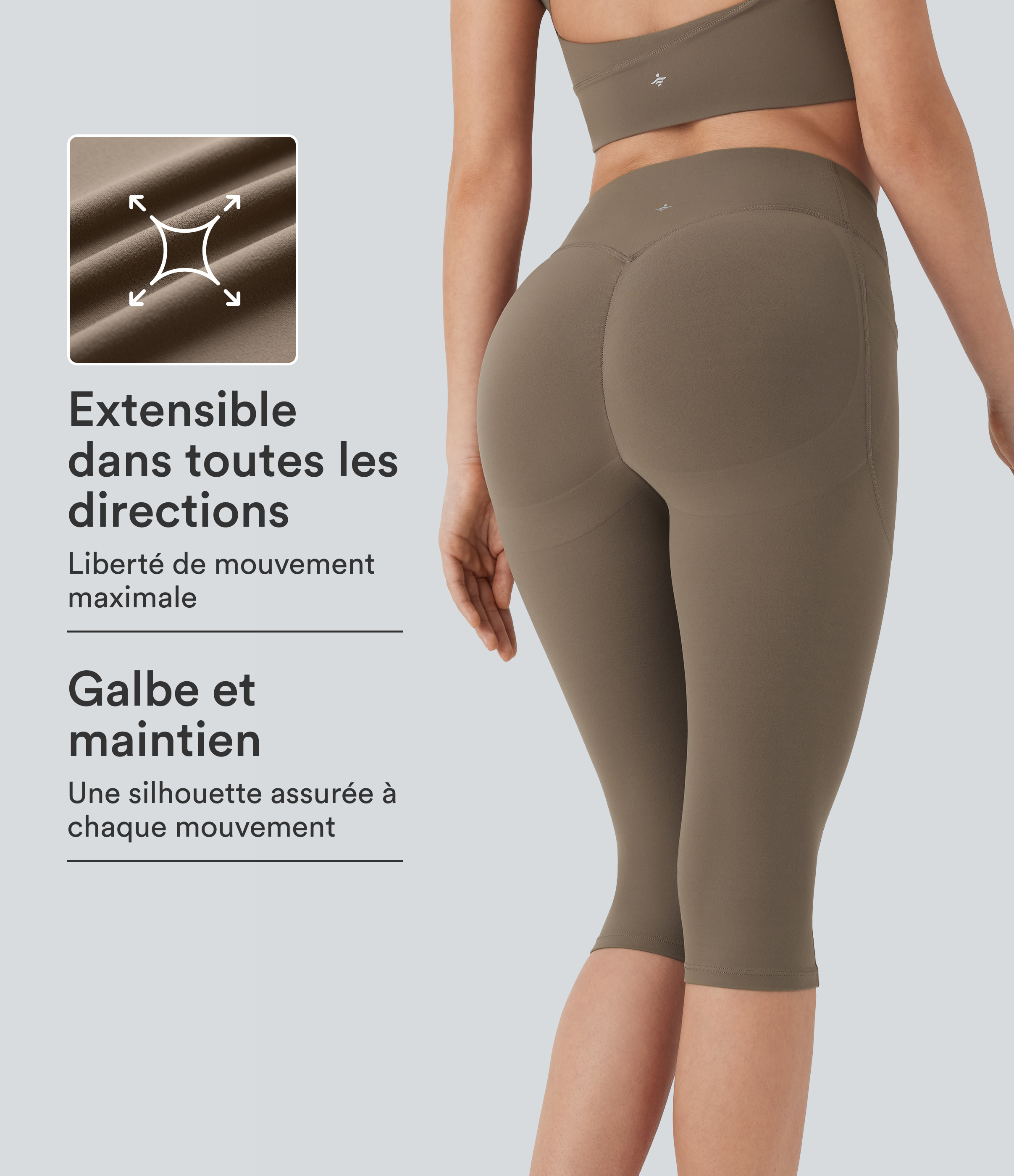 Dawn Brown Legging 7/8 corsaire d'entraînement gainant galbant taille haute avec effet scrunch et poches Halara UltraSculpt™ / 1