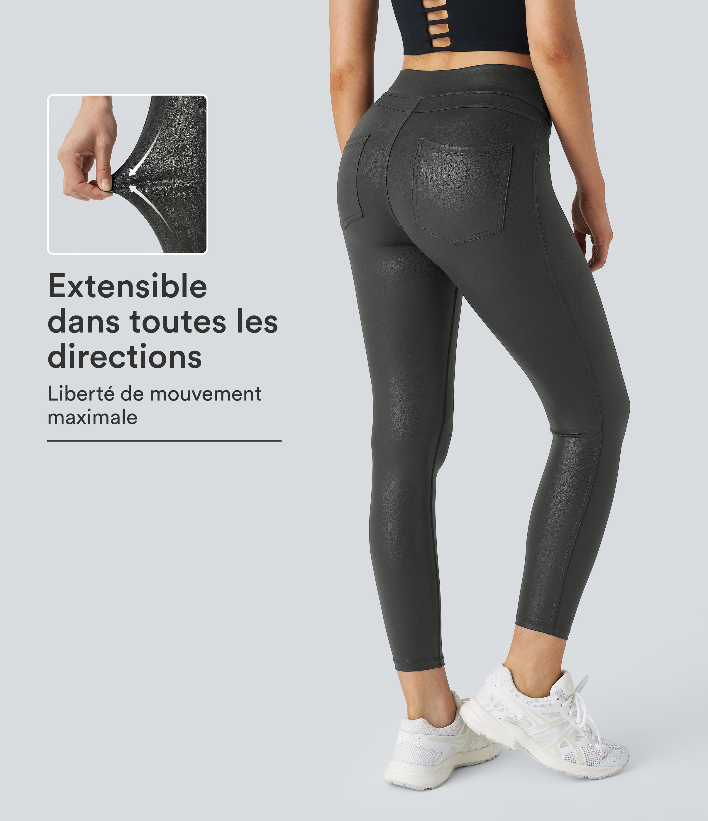 Softlyzero™ Legging Travail Taille Haute Tissu Enduit Poche Latérale Arrière