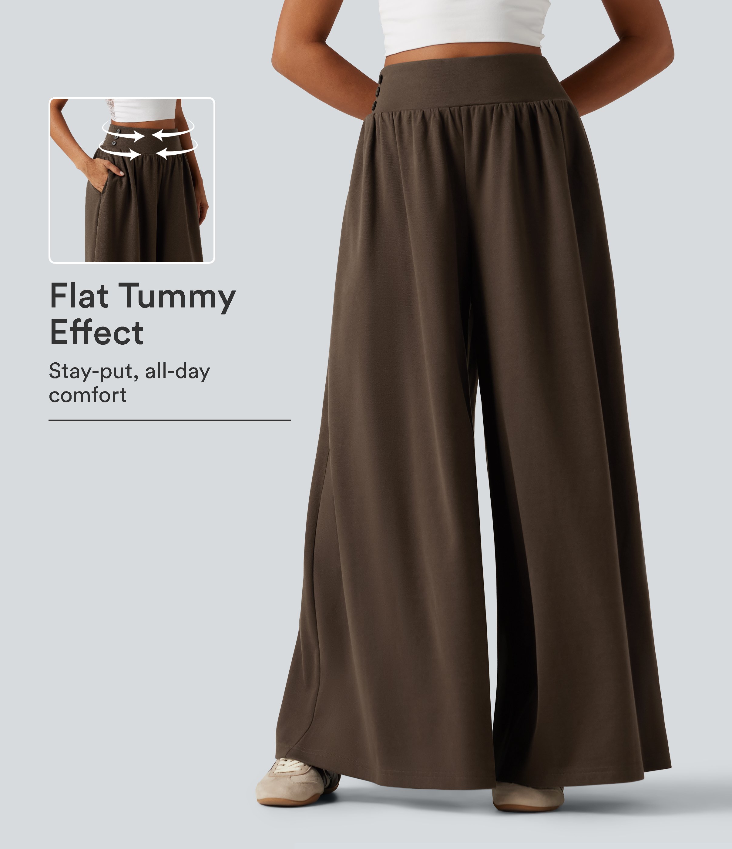 High Waisted Tummy Control Baggy Casual Pants with Pockets