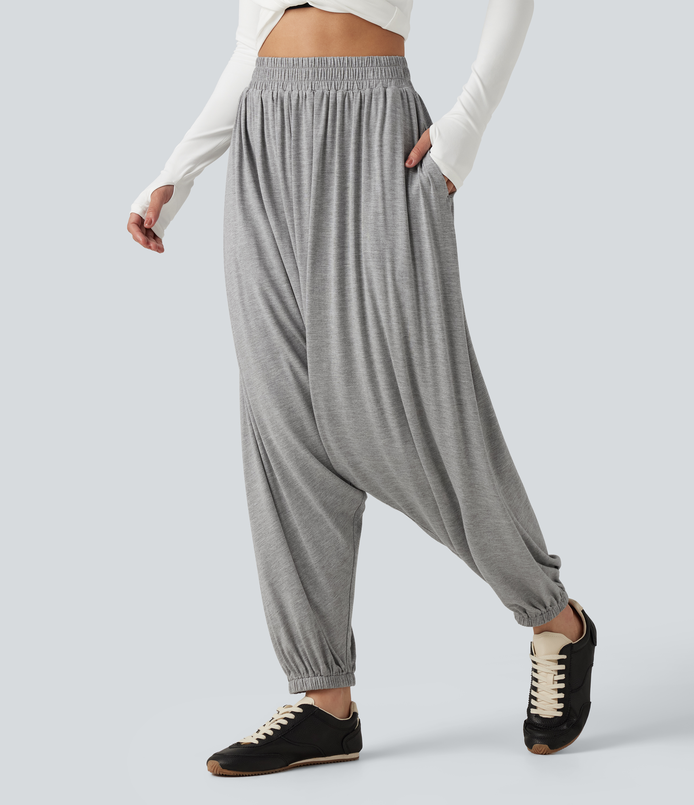 High Waisted Relaxed Casual Jogger with Pockets