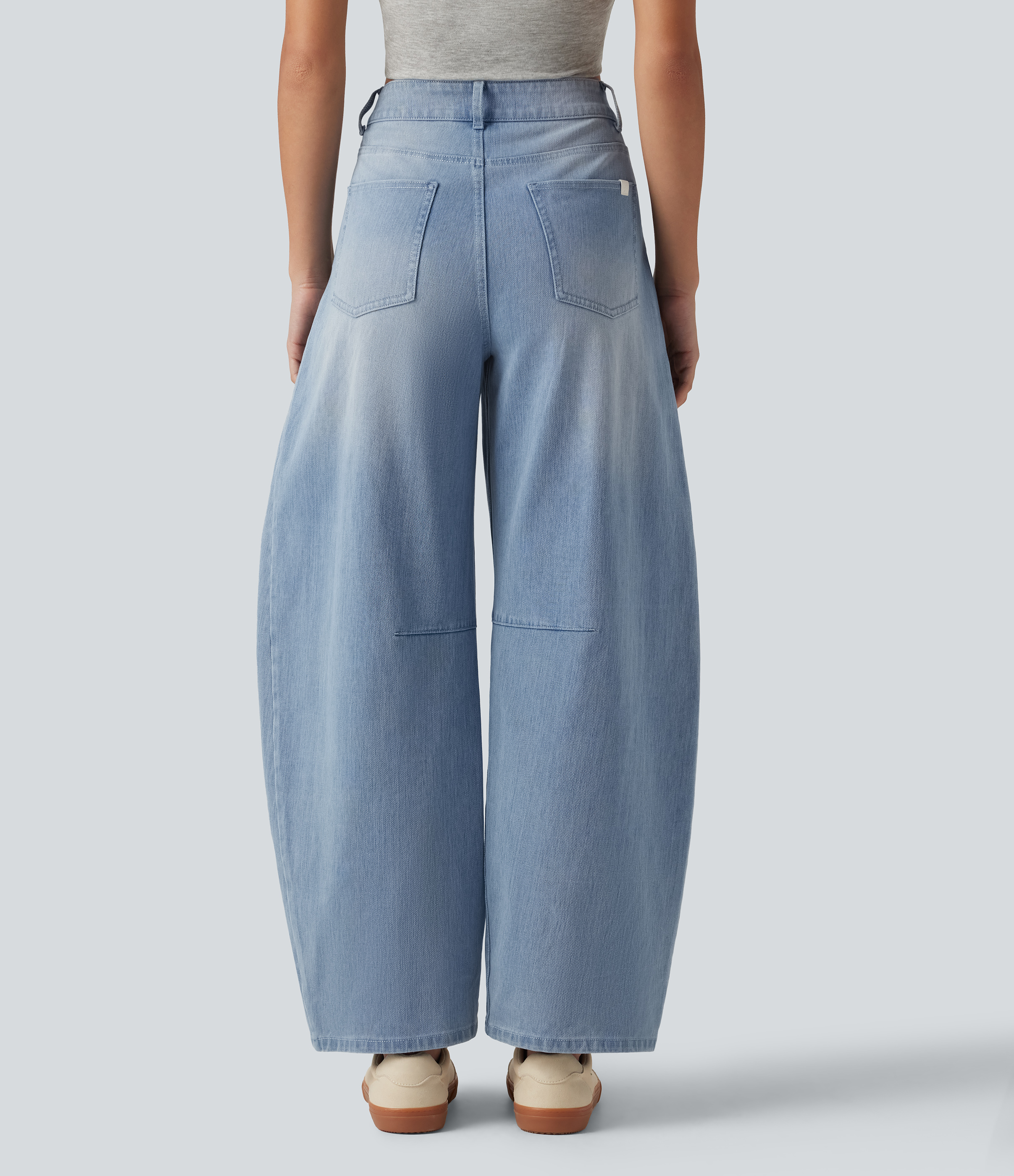 Ice Water Denim Halara Flex™ High Waisted Barrel Leg Casual Jeans with Pockets / 2
