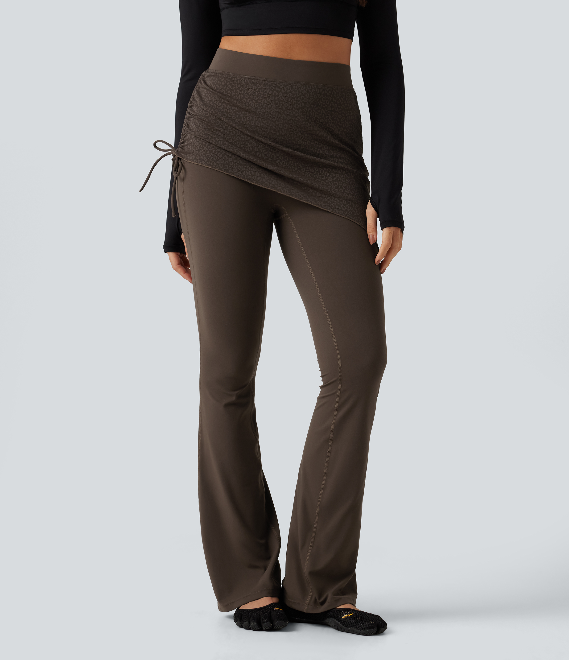 Halara UltraSculpt™ High Waisted Contrast Lace Leopard Print Bootcut Yoga Leggings with Pockets