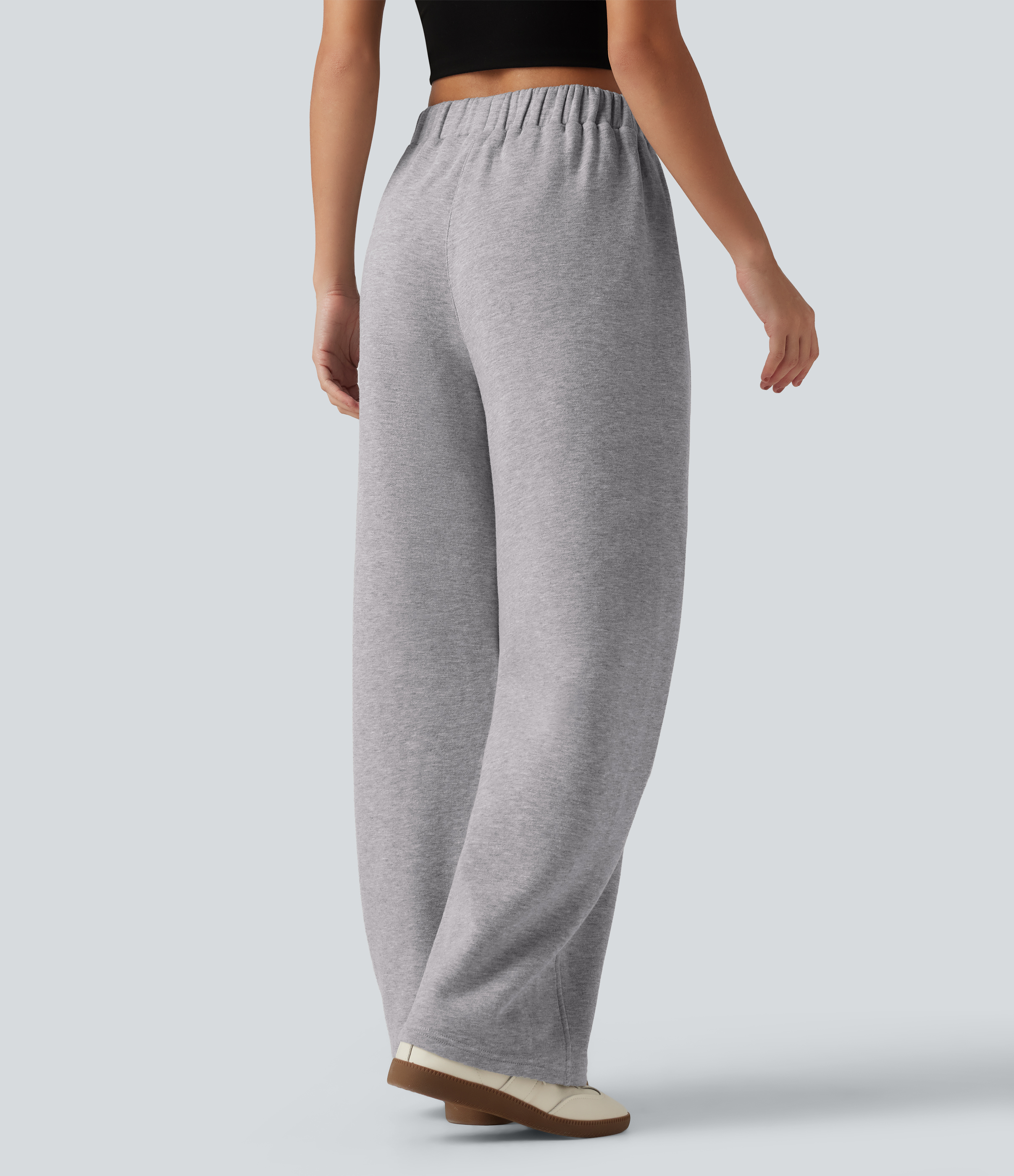 Dolphin Mid Rise Barrel Leg Fleece Casual Cotton Sweatpants with Pockets / 2